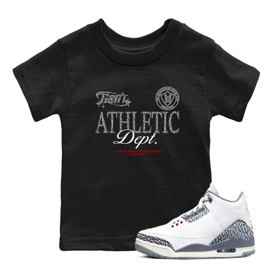 Goat Athletic Dept snkmatch Tees Kids - Air Jordan 3 Cement Grey