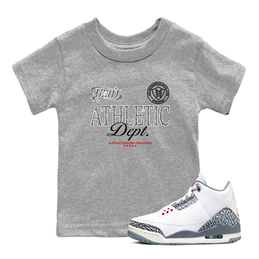 Goat Athletic Dept snkmatch Tees Kids - Air Jordan 3 Cement Grey