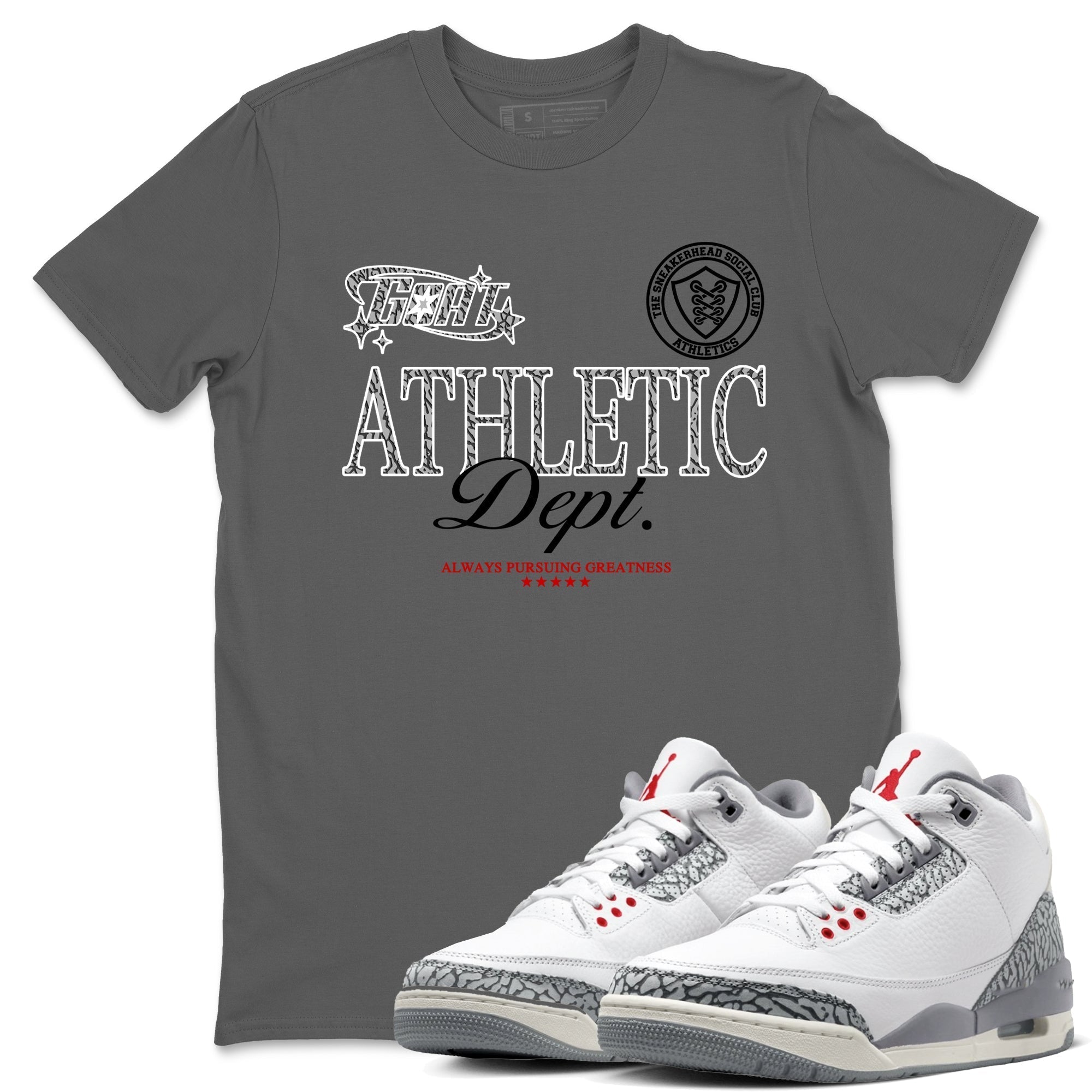 Goat Athletic Dept snkmatch Tees - Air Jordan 3 Cement Grey