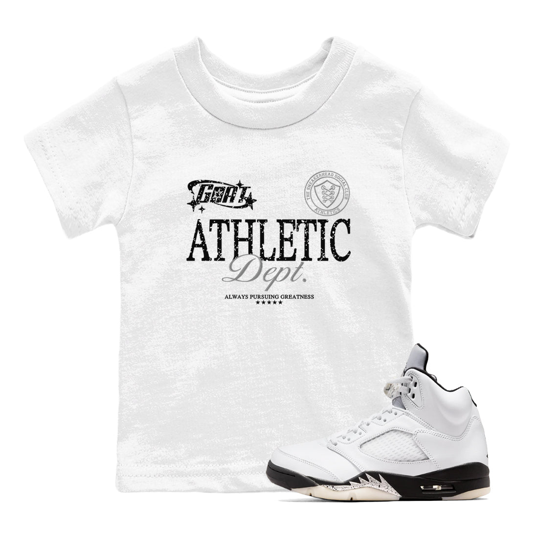 Goat Athletic Dept snkmatch Tees Kids - Air Jordan 5 White Black
