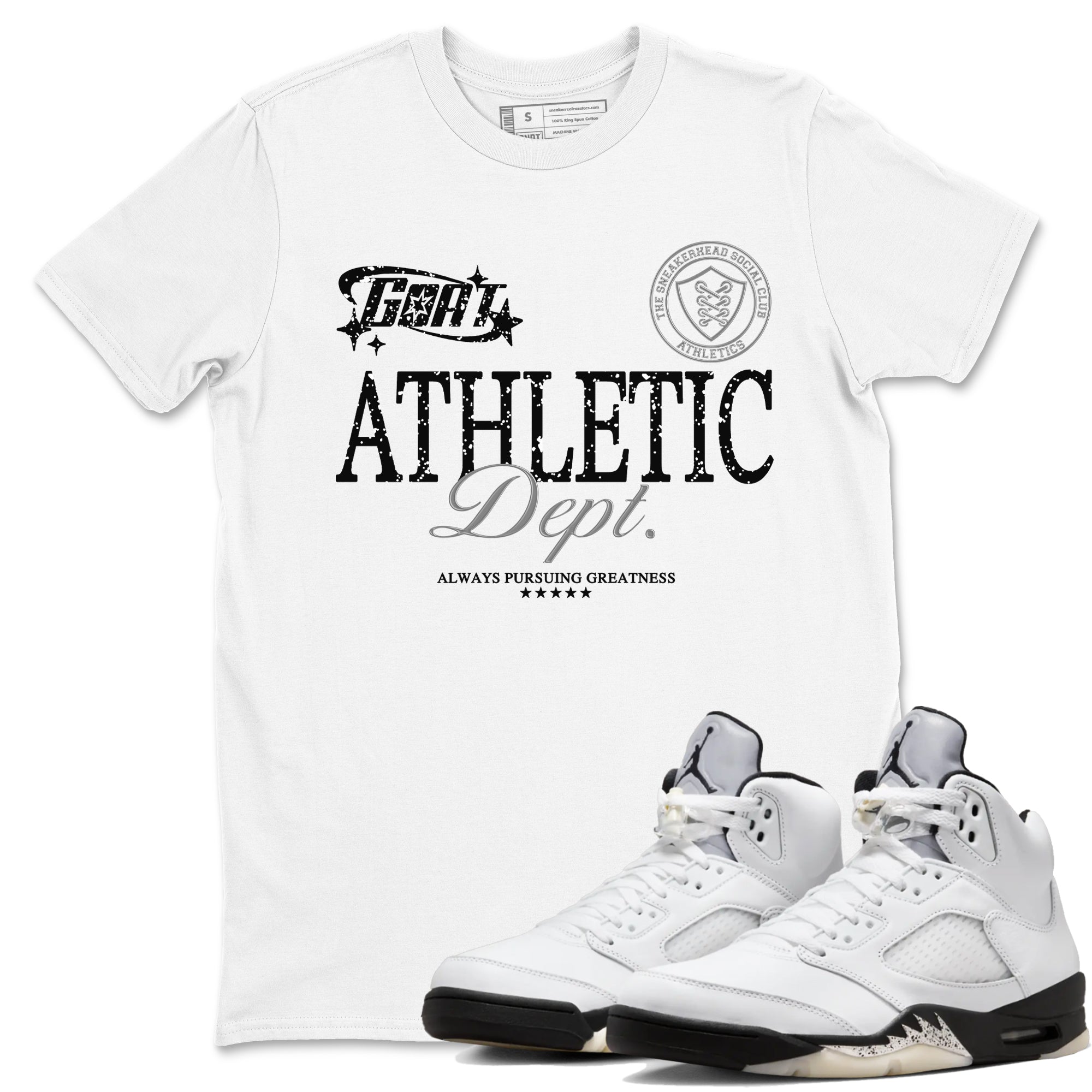 Goat Athletic Dept snkmatch Tees - Air Jordan 5 White Black