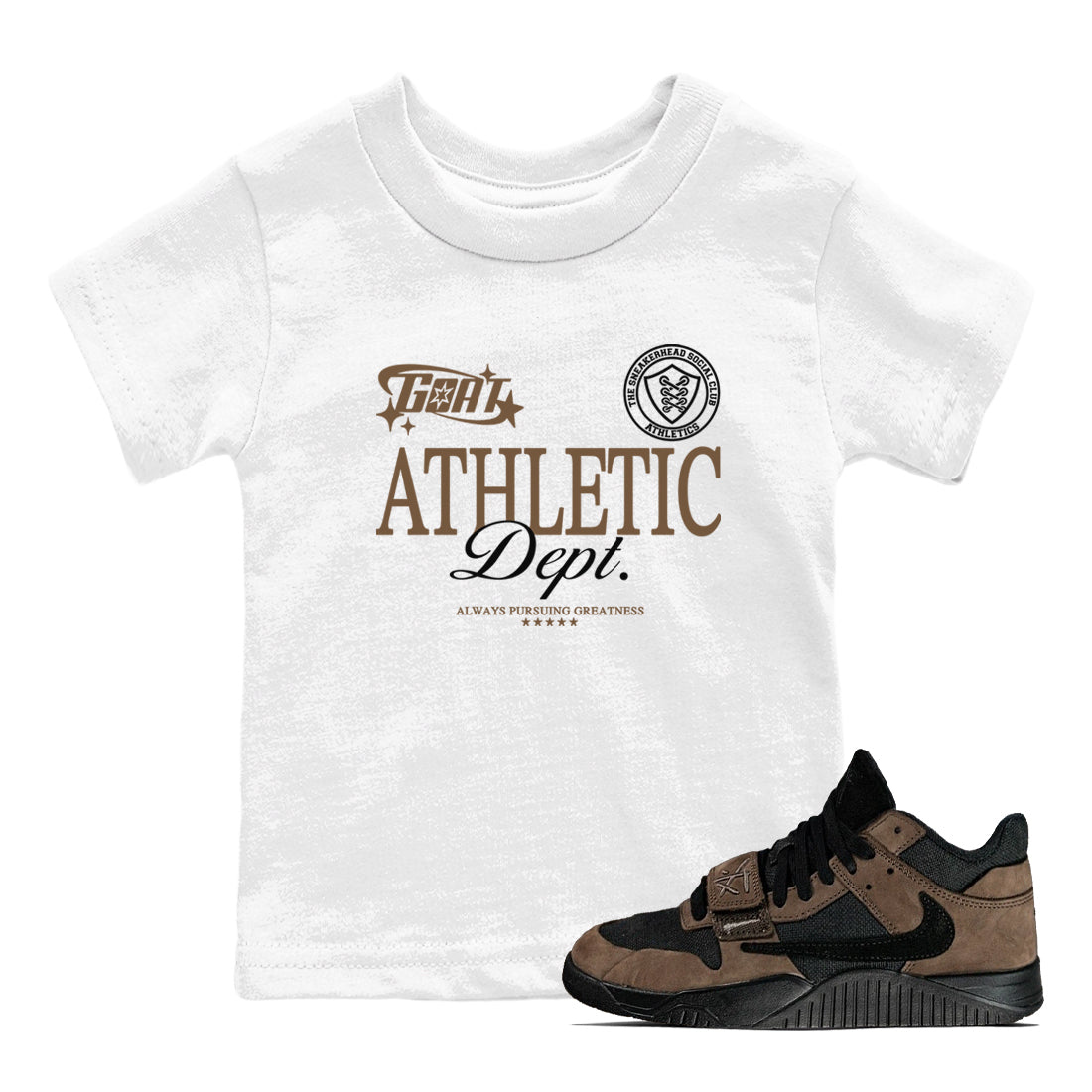 Goat Athletic Dept snkmatch Tees Kids - Jordan Jumpman Jack Travis Scott Dark Mocha