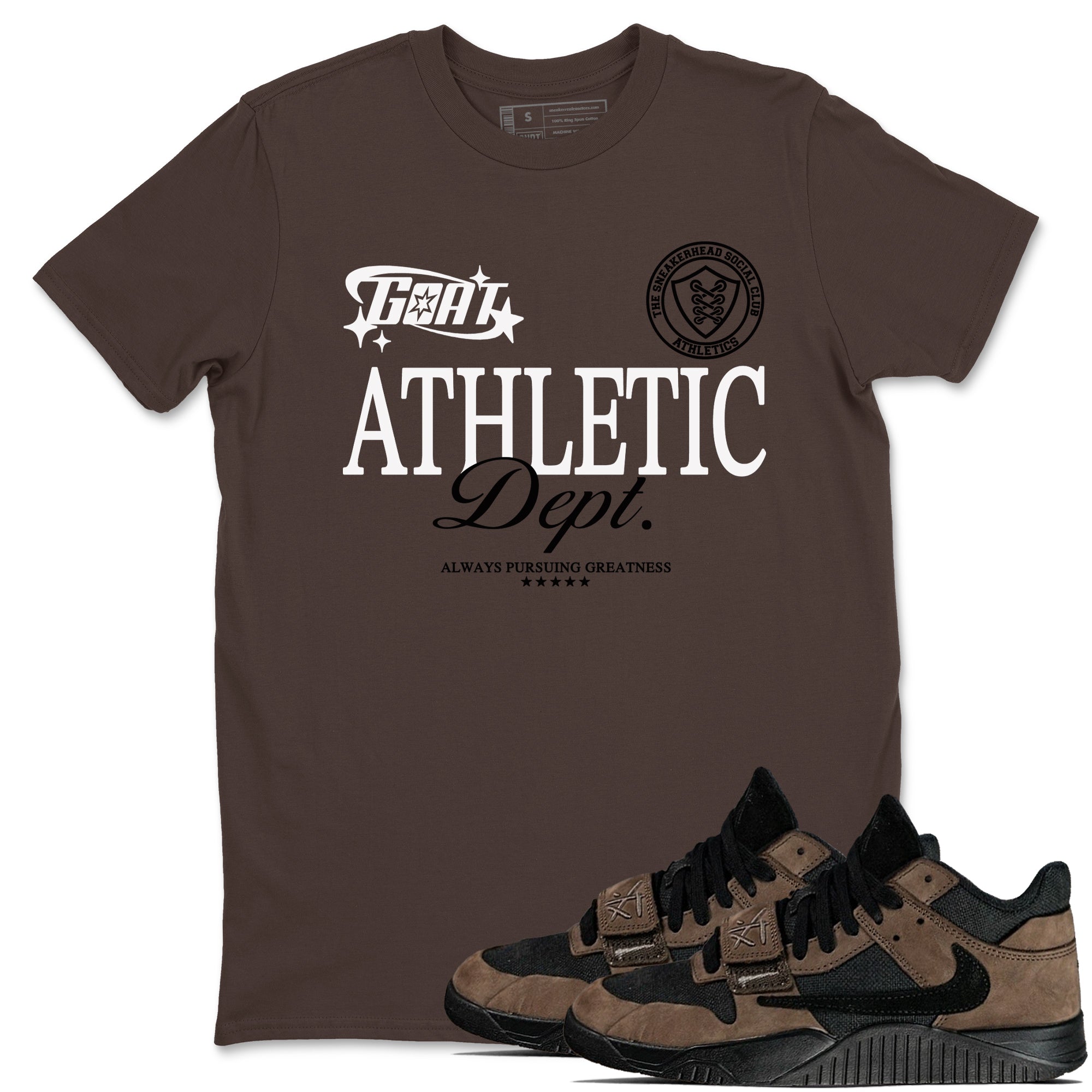 Goat Athletic Dept snkmatch Tees - Jordan Jumpman Jack Travis Scott Dark Mocha