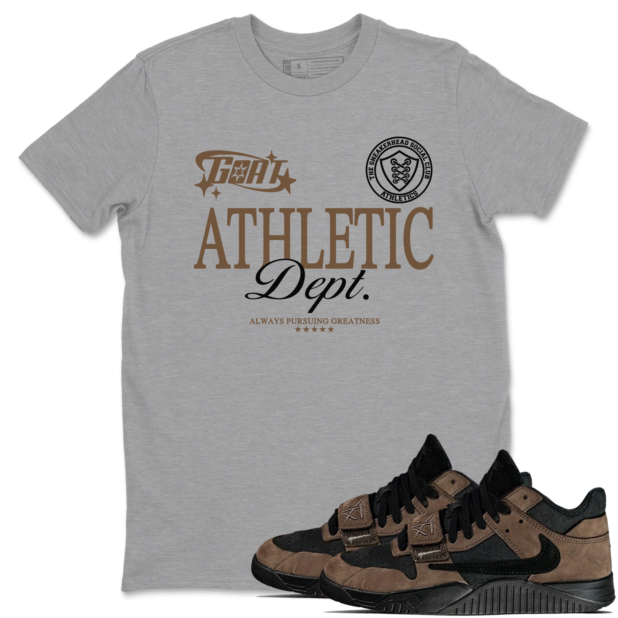 Goat Athletic Dept snkmatch Tees - Jordan Jumpman Jack Travis Scott Dark Mocha