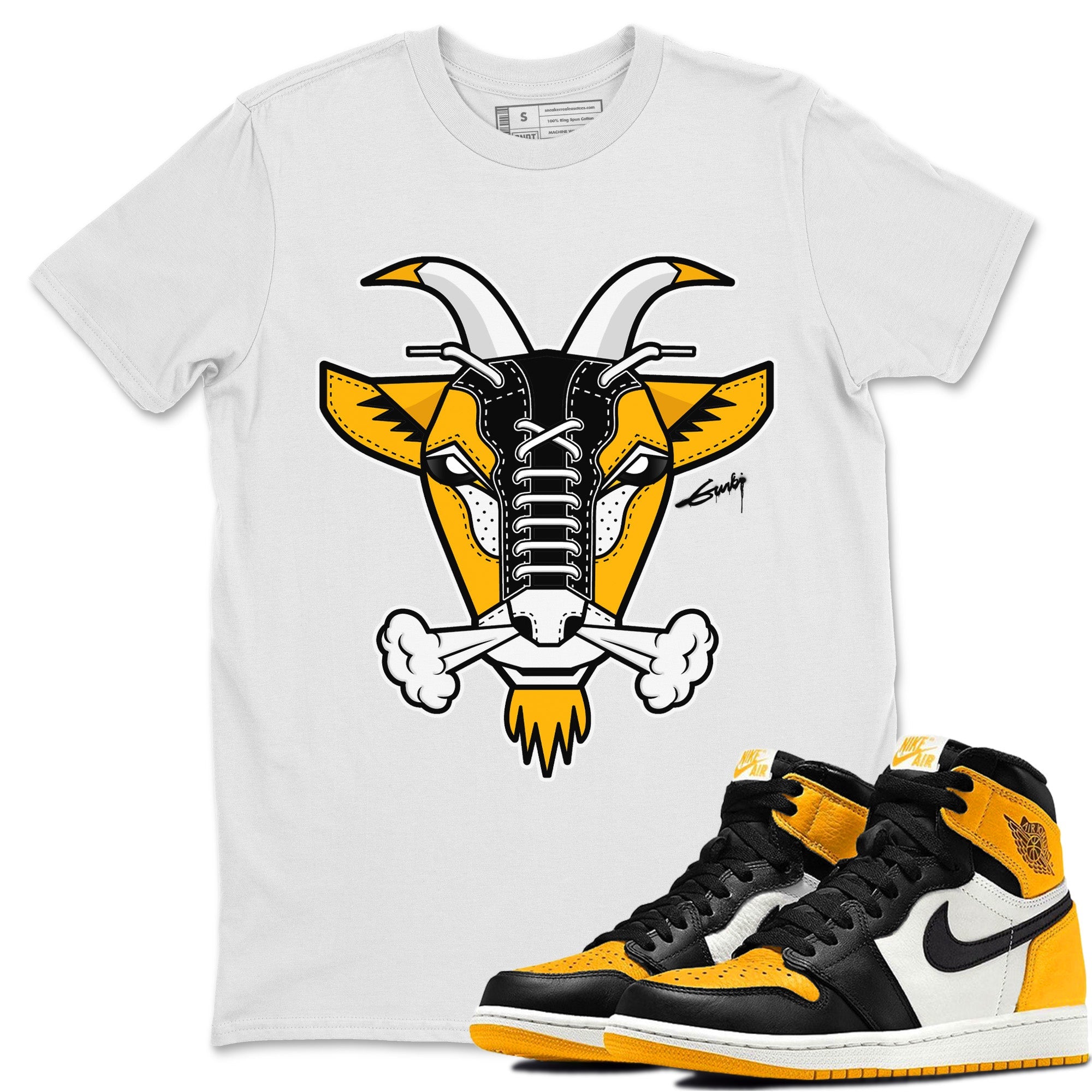 Goat Face Unisex Tops - Air Jordan 1 Yellow Toe
