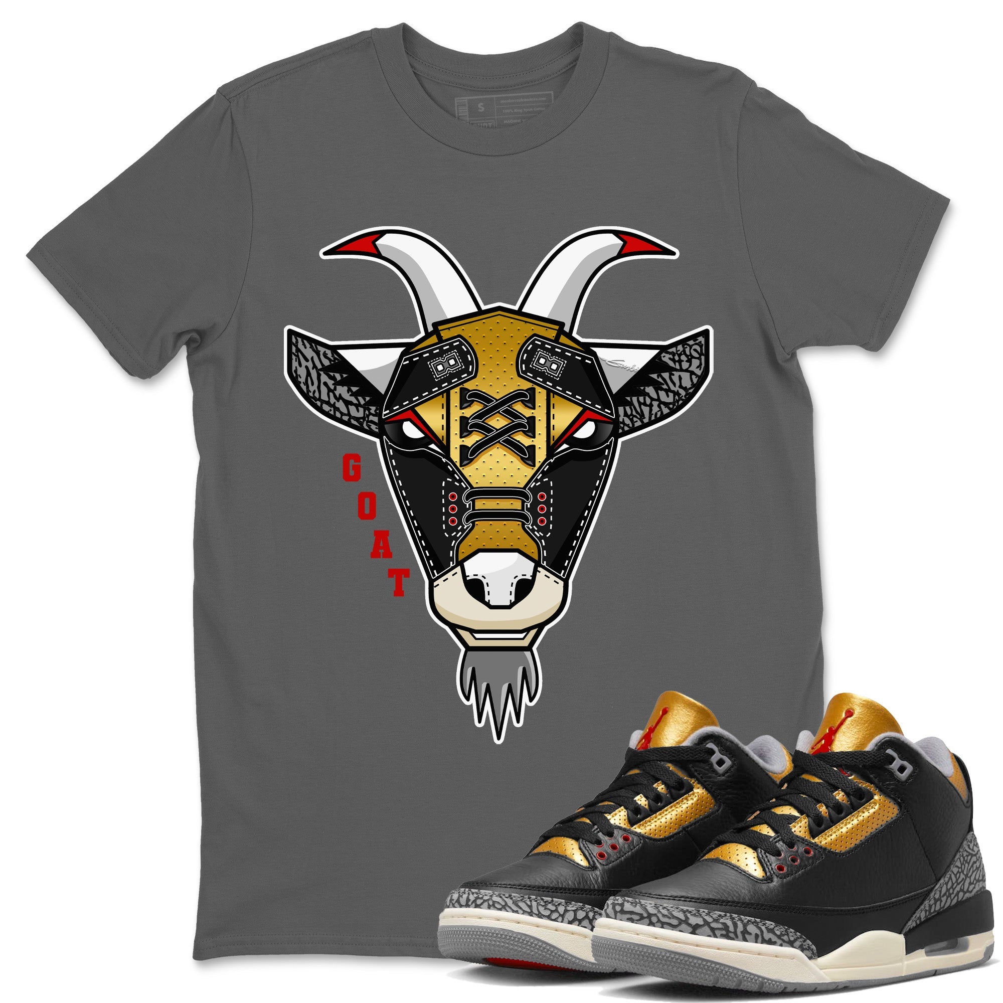 Goat Face Unisex Tops - Air Jordan 3 Black Gold