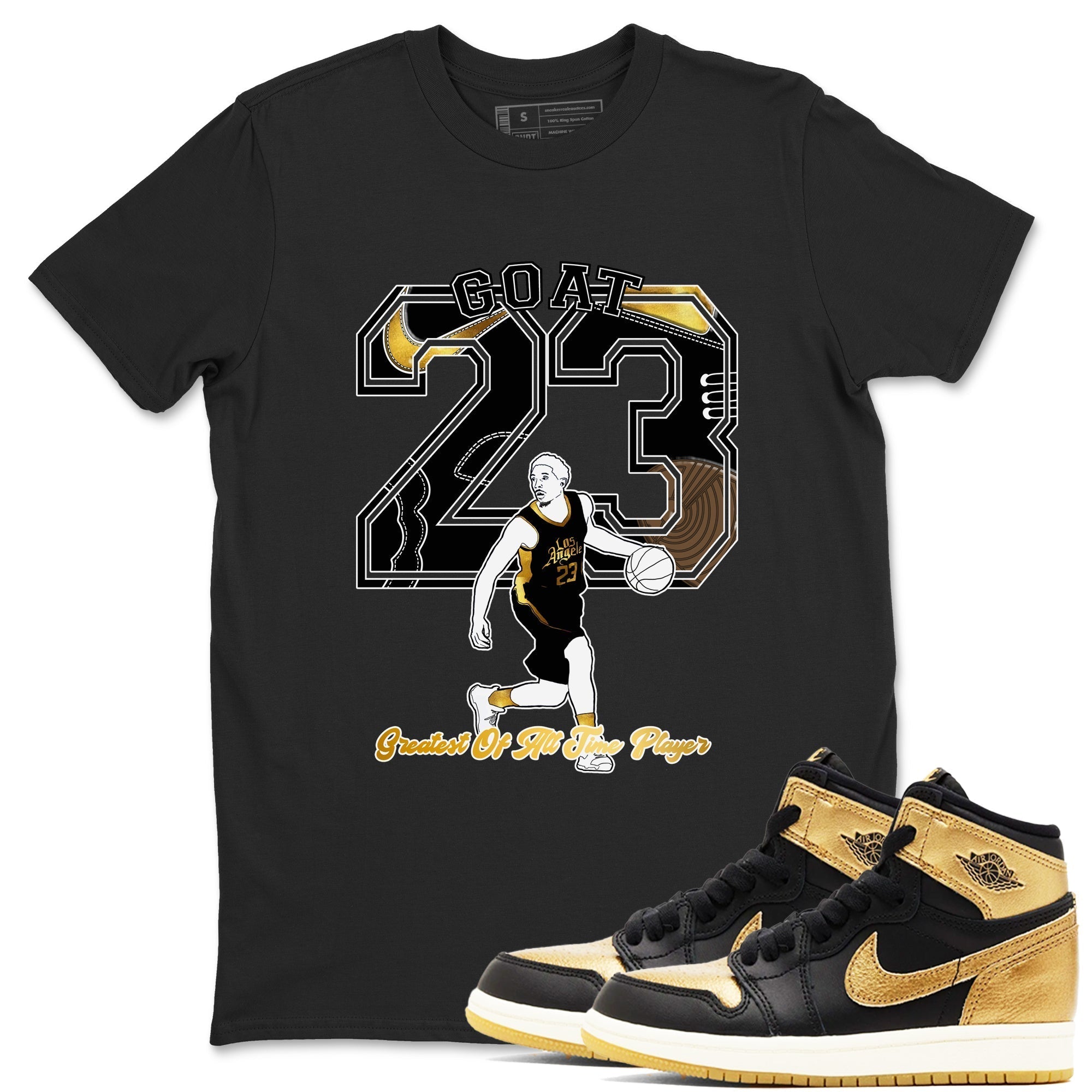 Goat Player snkmatch Tees - Air Jordan 1 Black Metallic Gold
