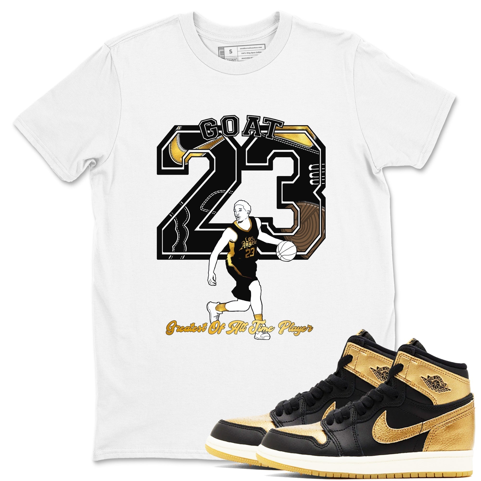 Goat Player snkmatch Tees - Air Jordan 1 Black Metallic Gold