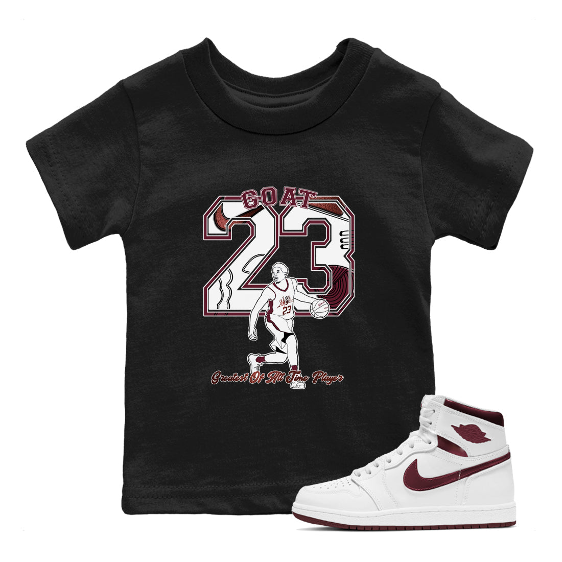 Goat Player snkmatch Tees Kids - Air Jordan 1 Metallic Burgundy