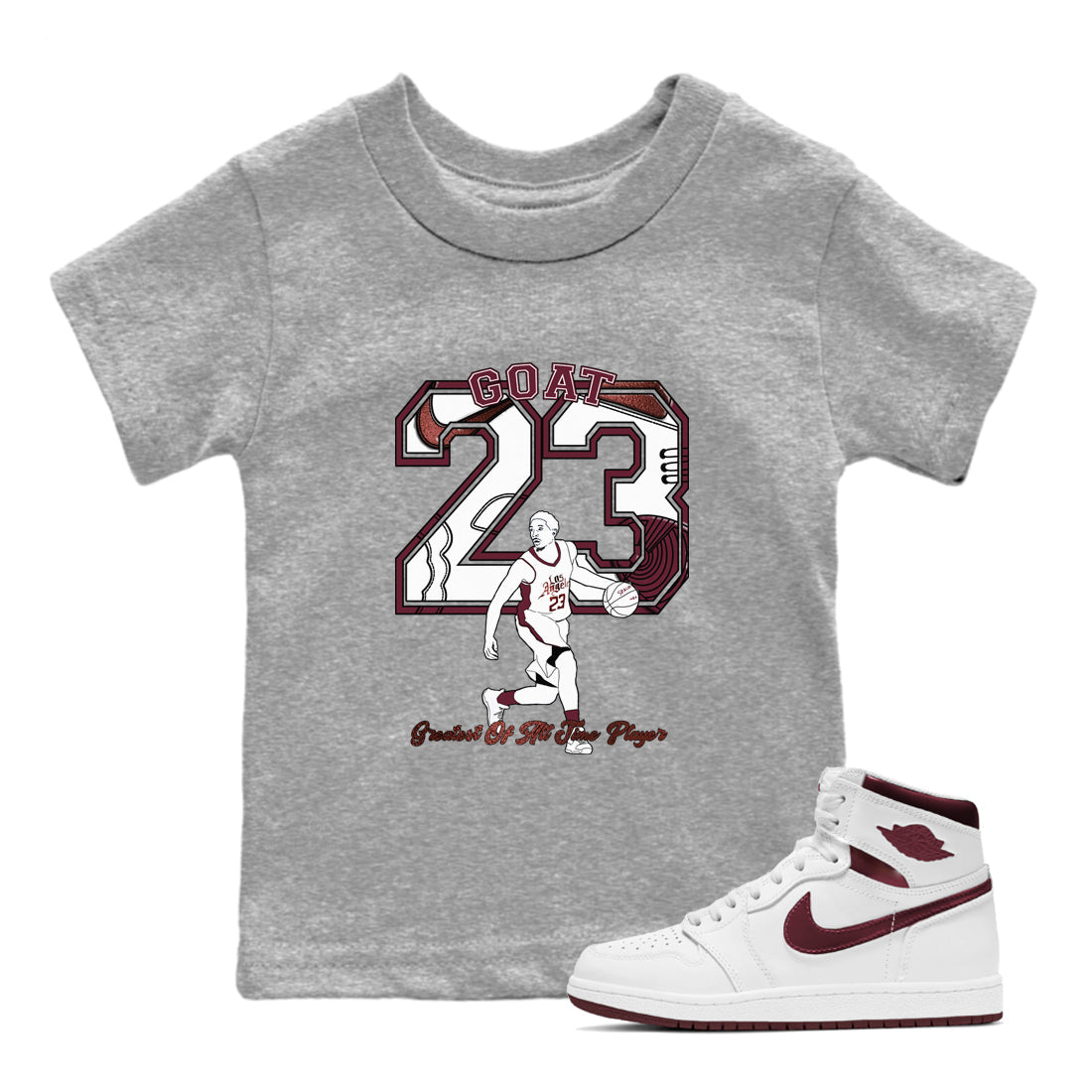 Goat Player snkmatch Tees Kids - Air Jordan 1 Metallic Burgundy