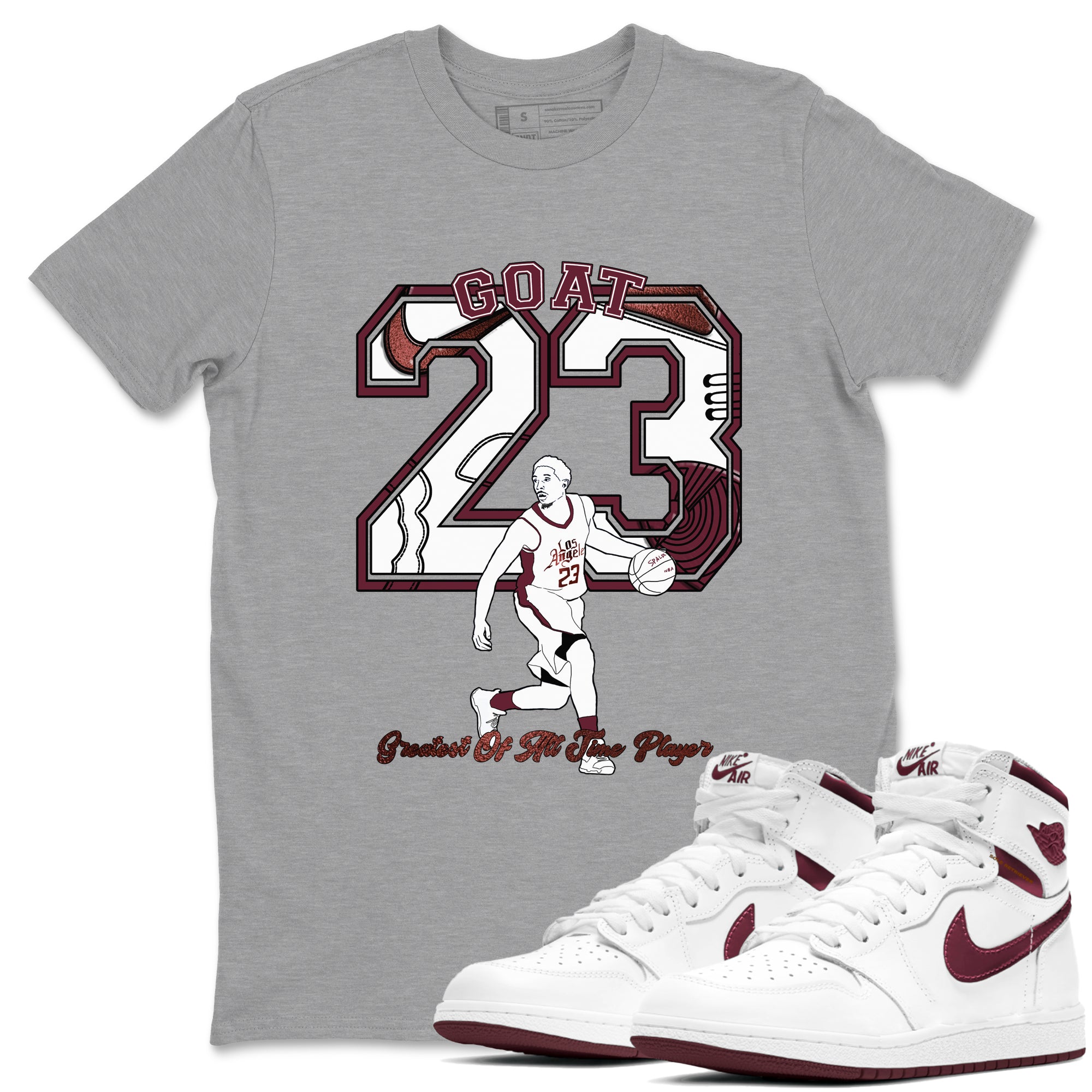 Goat Player snkmatch Tees - Air Jordan 1 Metallic Burgundy