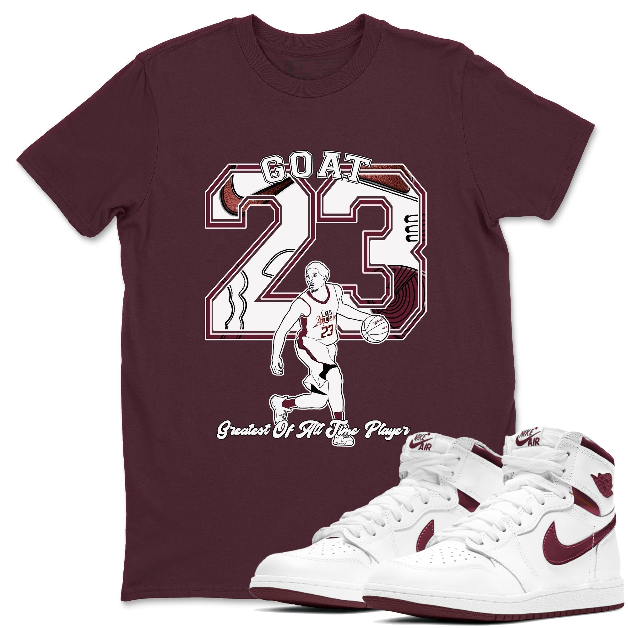 Goat Player snkmatch Tees - Air Jordan 1 Metallic Burgundy