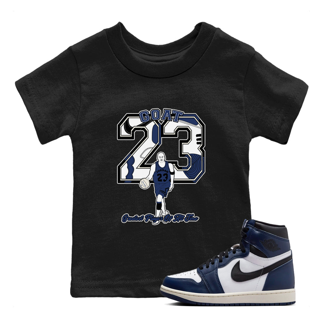 Goat Player snkmatch Tees Kids - Air Jordan 1 Midnight Navy