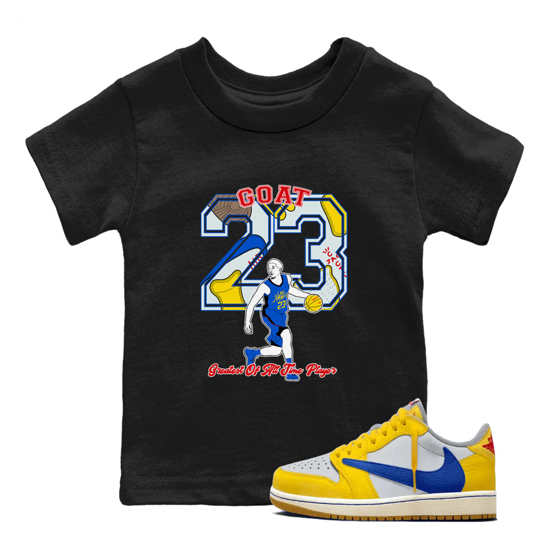 Goat Player snkmatch Tees Kids - Air Jordan 1 Travis Scott Canary