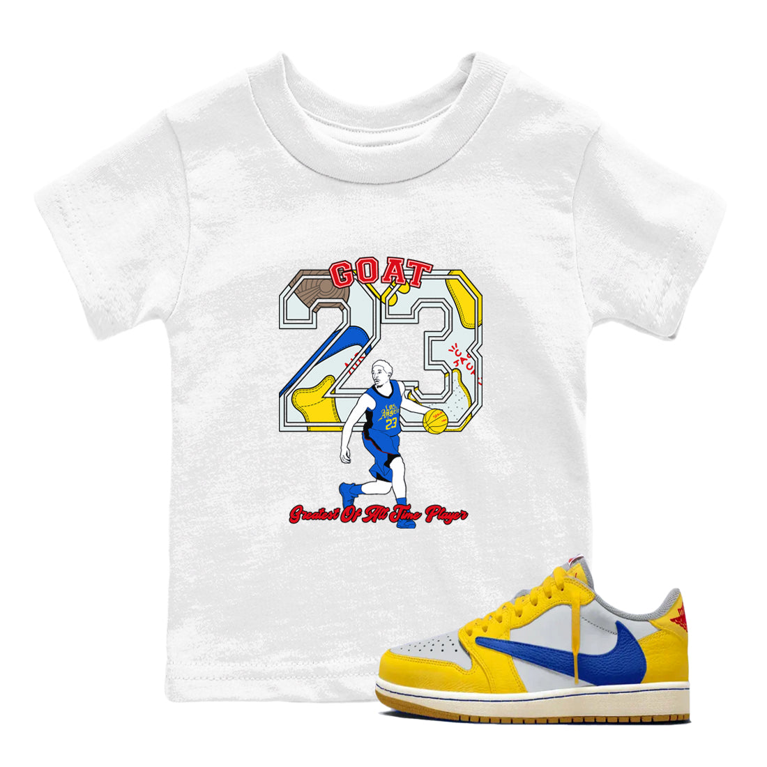 Goat Player snkmatch Tees Kids - Air Jordan 1 Travis Scott Canary