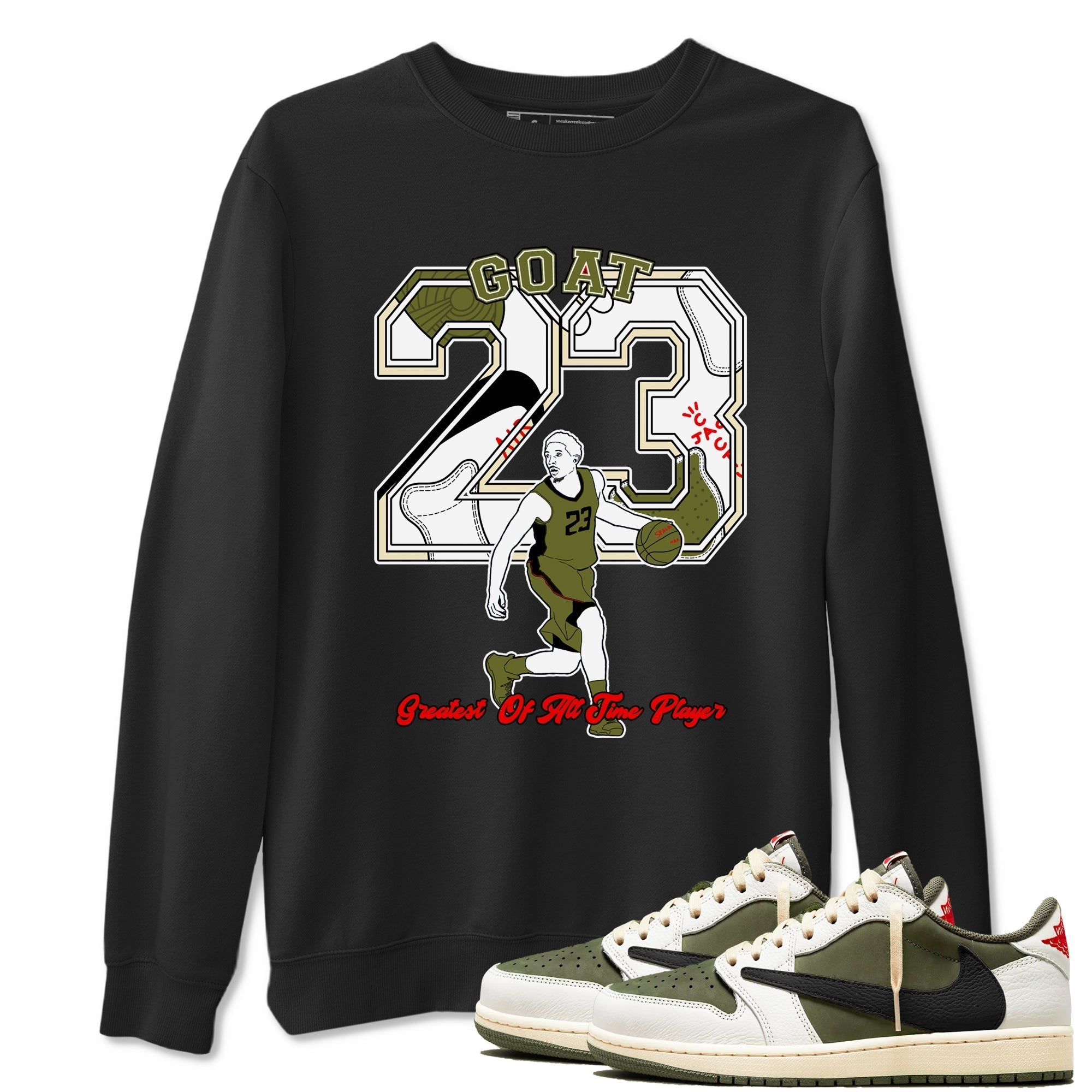 Goat Player snkmatch Tees - Air Jordan 1 Travis Scott Medium Olive