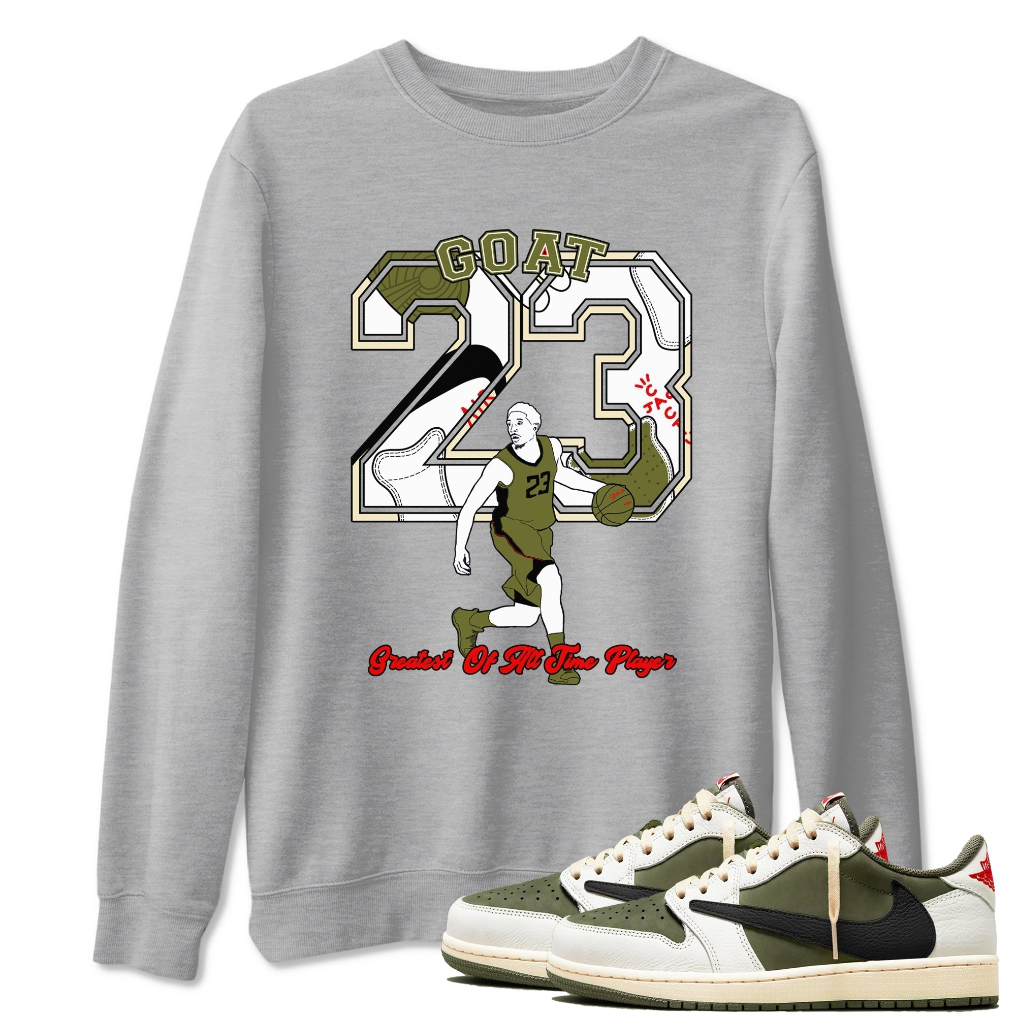 Goat Player snkmatch Tees - Air Jordan 1 Travis Scott Medium Olive