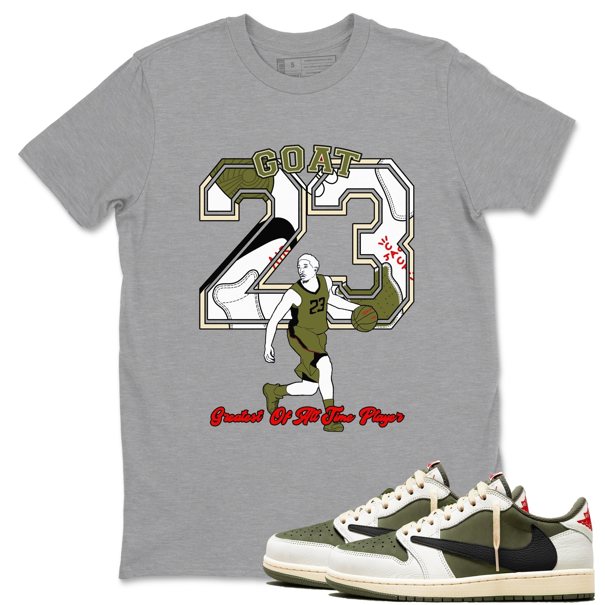 Goat Player snkmatch Tees - Air Jordan 1 Travis Scott Medium Olive