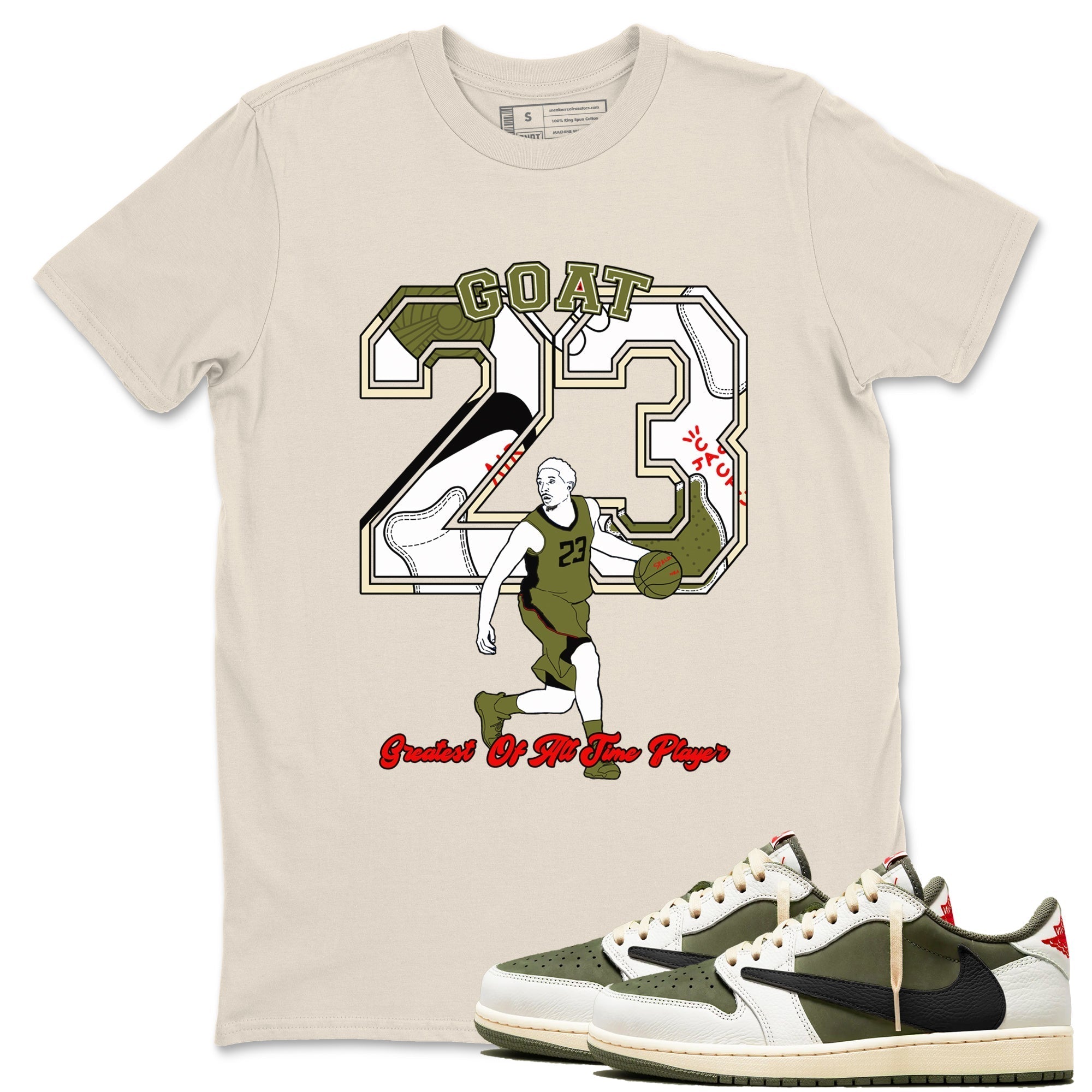 Goat Player snkmatch Tees - Air Jordan 1 Travis Scott Medium Olive
