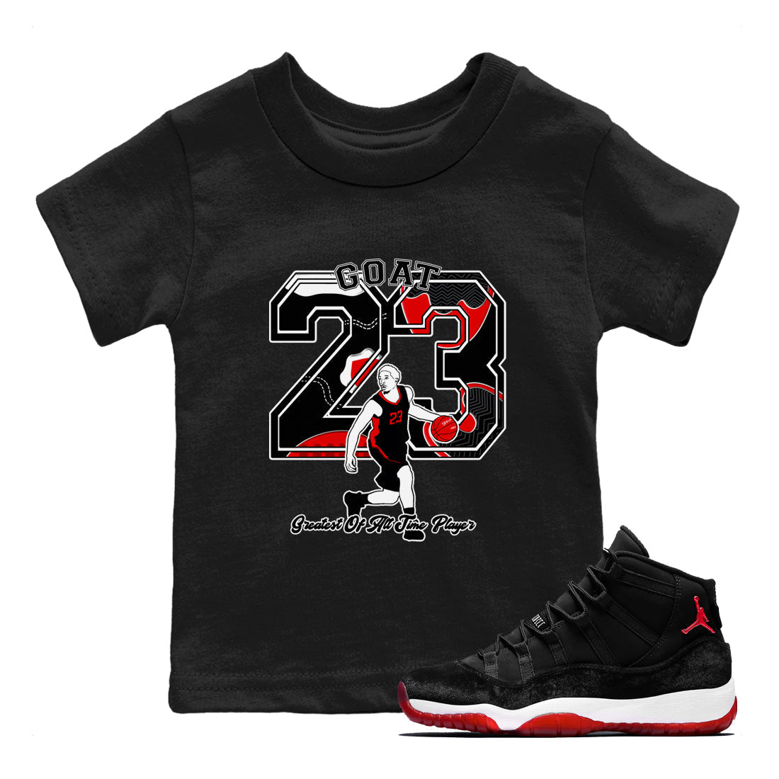Goat Player snkmatch Tees Kids - Air Jordan 11 Bred Velvet