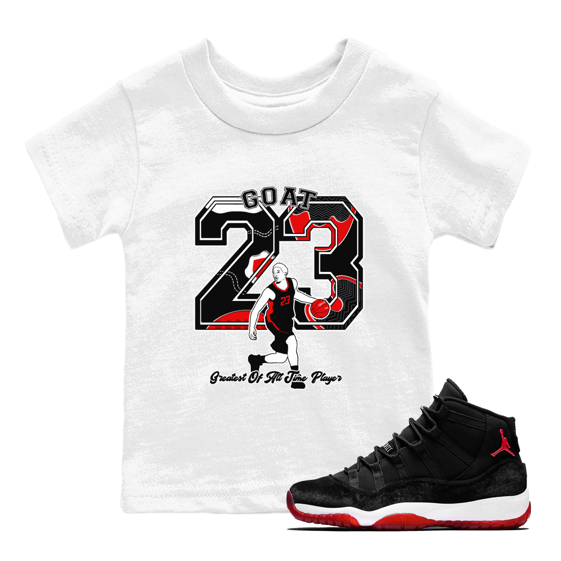 Goat Player snkmatch Tees Kids - Air Jordan 11 Bred Velvet