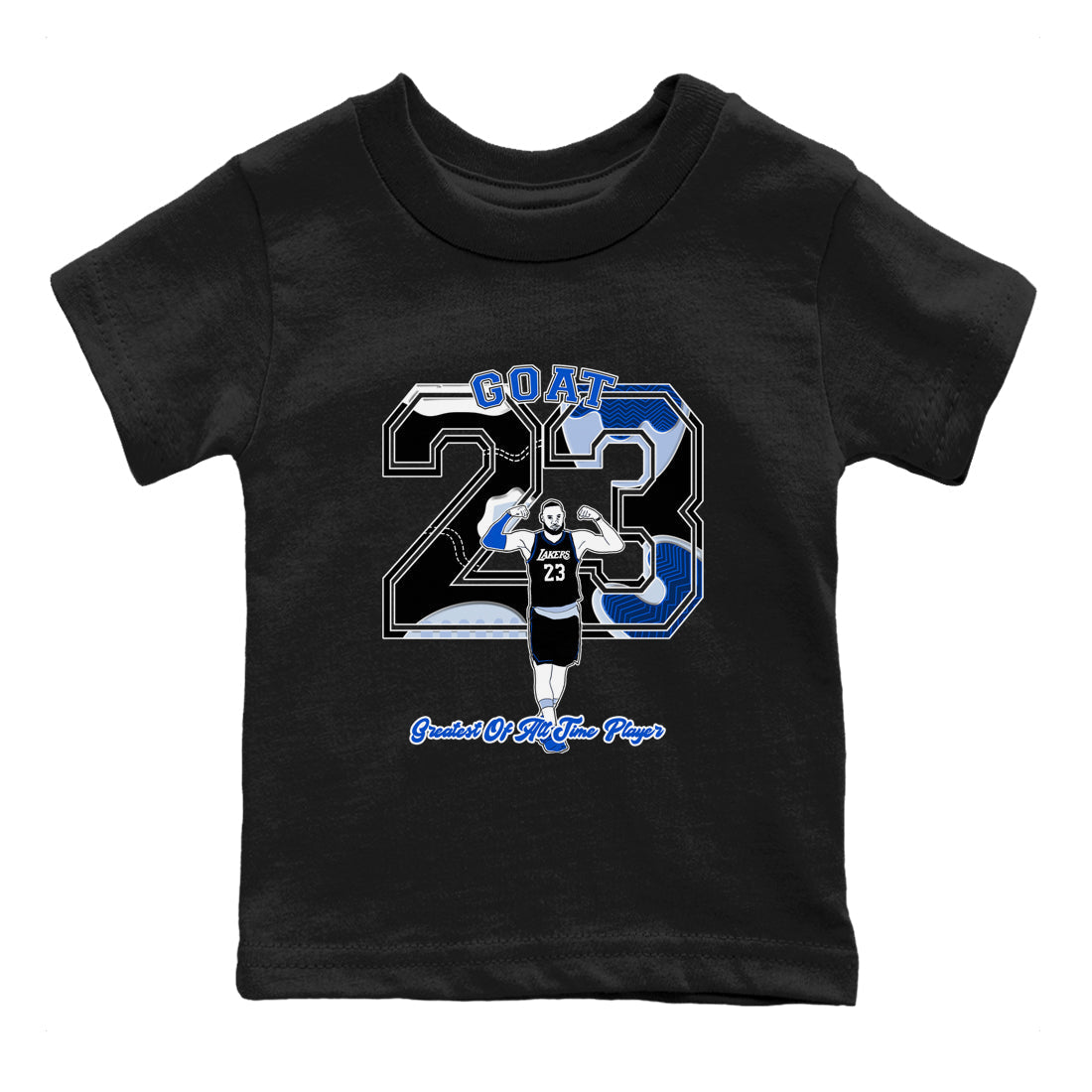 Goat Player snkmatch Tees Kids - Air Jordan 11 Black and Varsity Royal