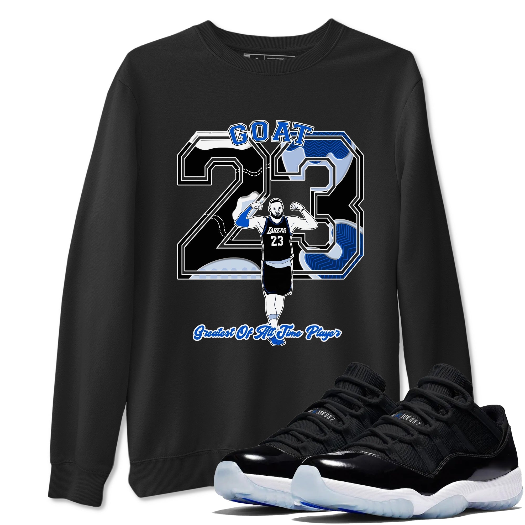 Goat Player snkmatch Tees - Air Jordan 11 Black and Varsity Royal