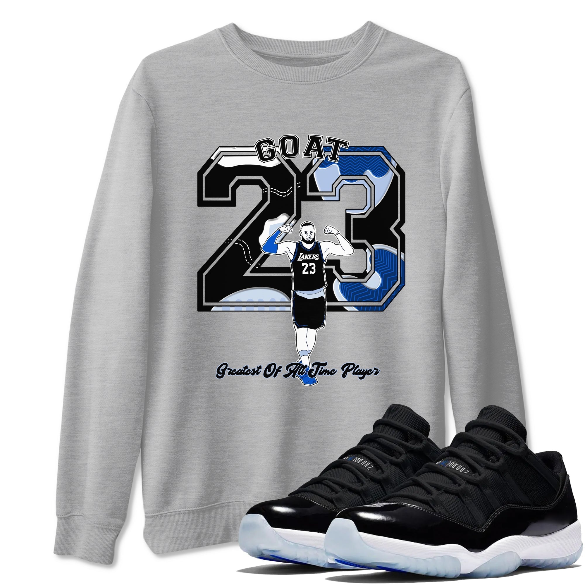 Goat Player snkmatch Tees - Air Jordan 11 Black and Varsity Royal