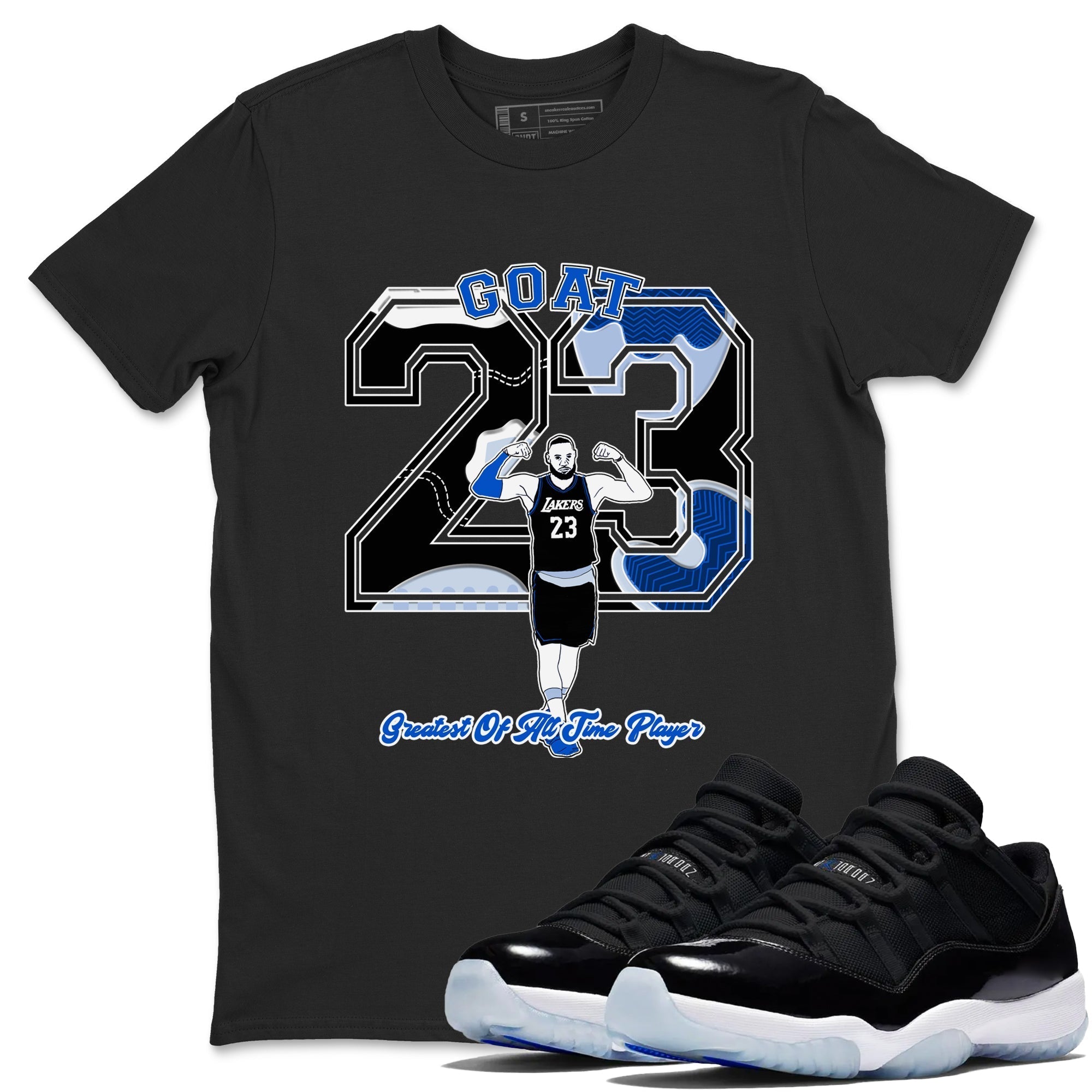 Goat Player snkmatch Tees - Air Jordan 11 Black and Varsity Royal