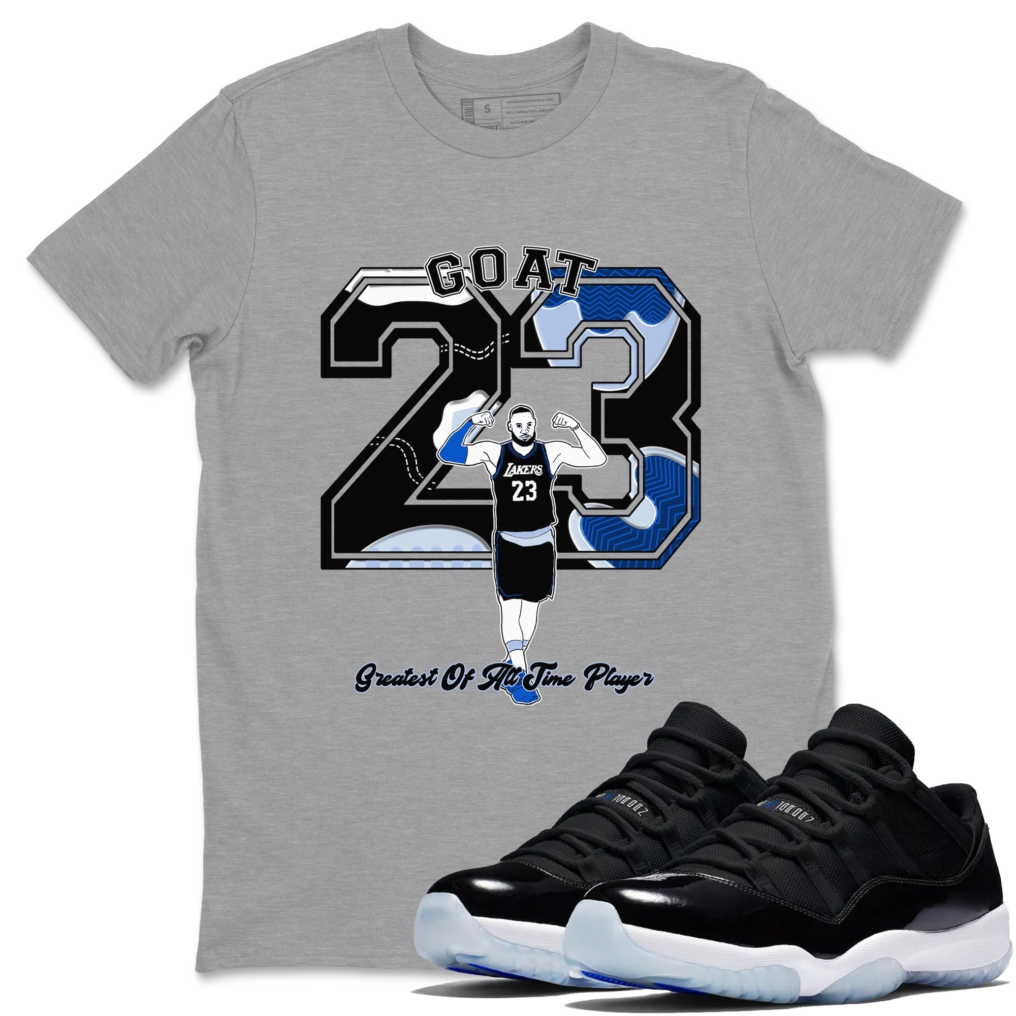 Goat Player snkmatch Tees - Air Jordan 11 Black and Varsity Royal