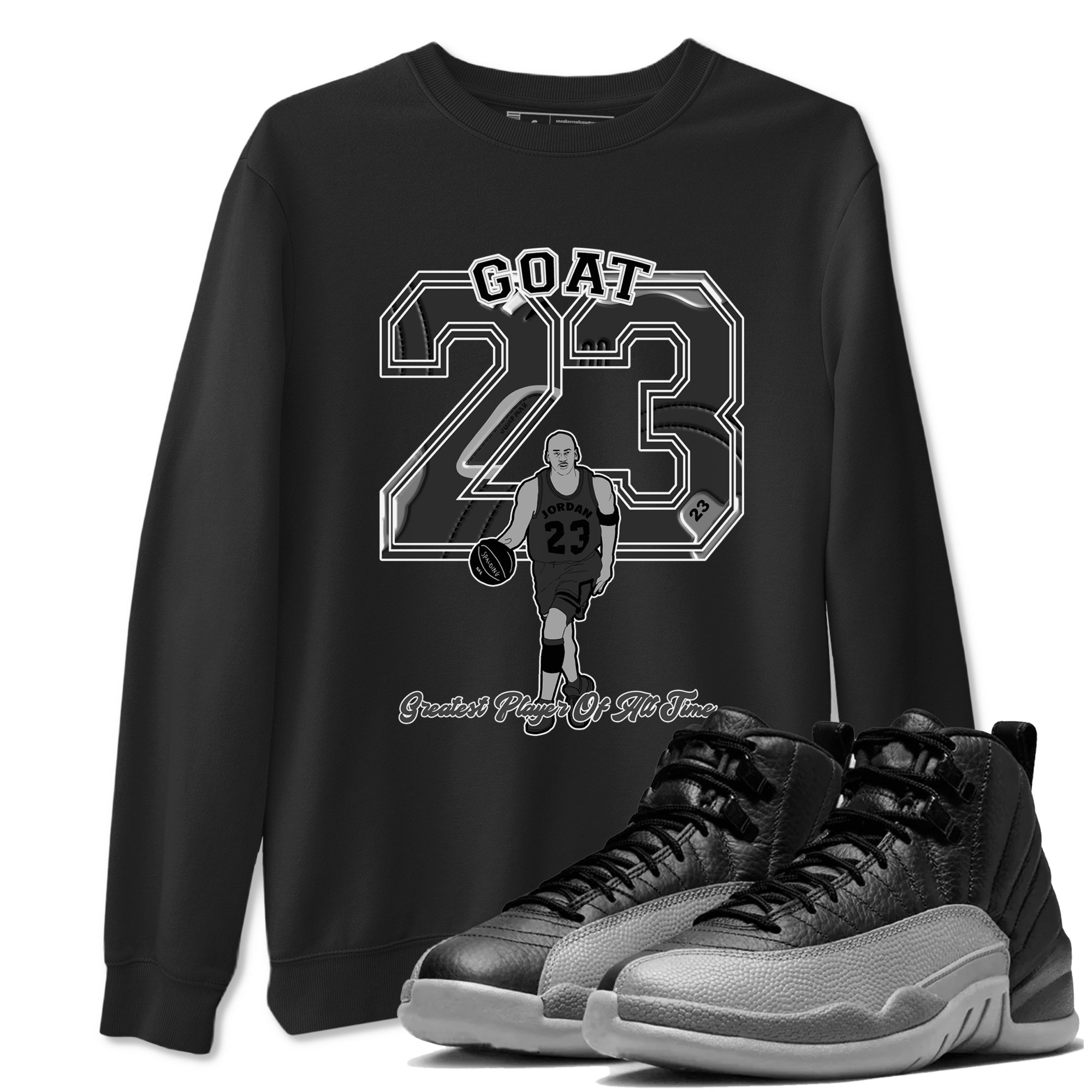 Goat Player snkmatch Tees - Air Jordan 12 Black Wolf Grey