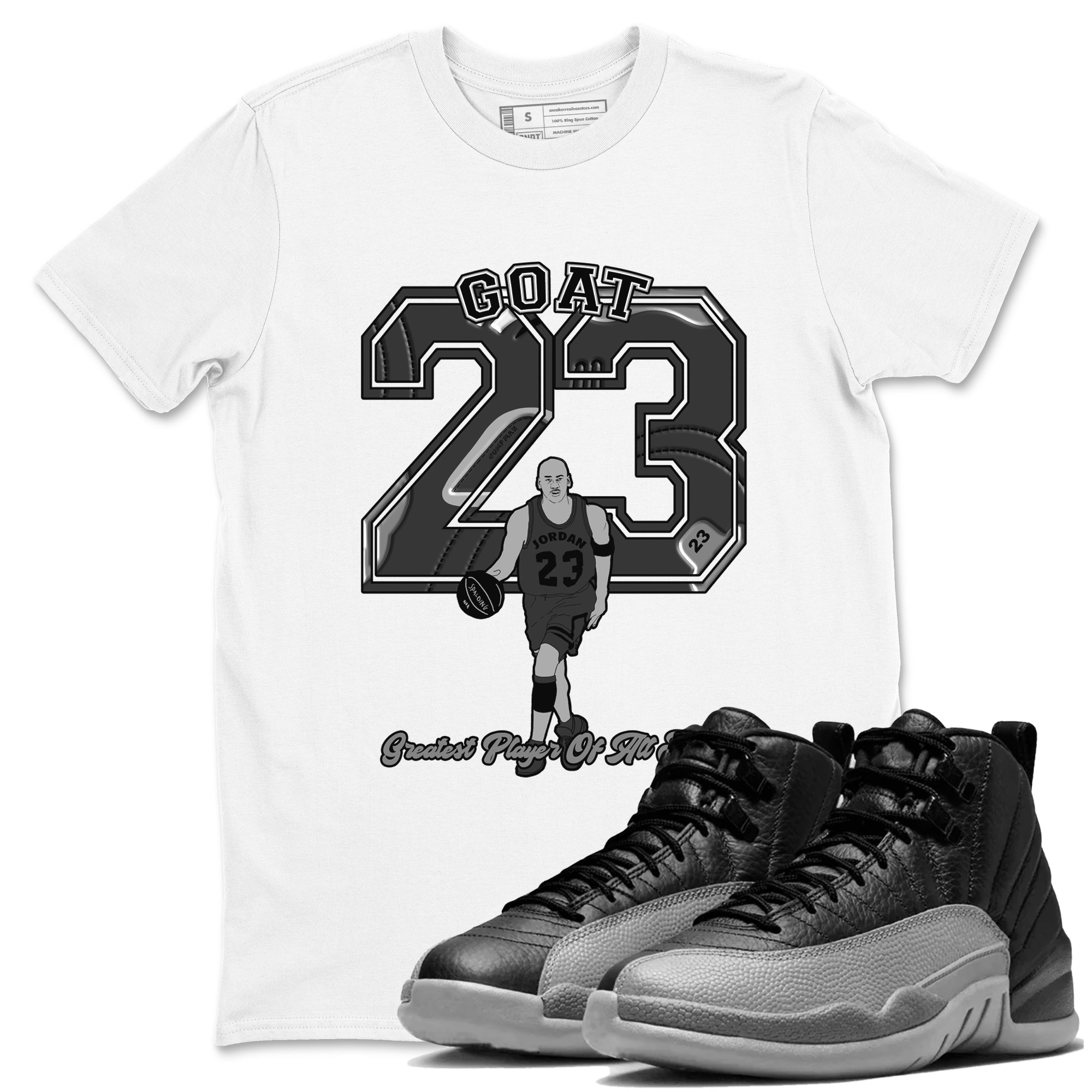 Goat Player snkmatch Tees - Air Jordan 12 Black Wolf Grey