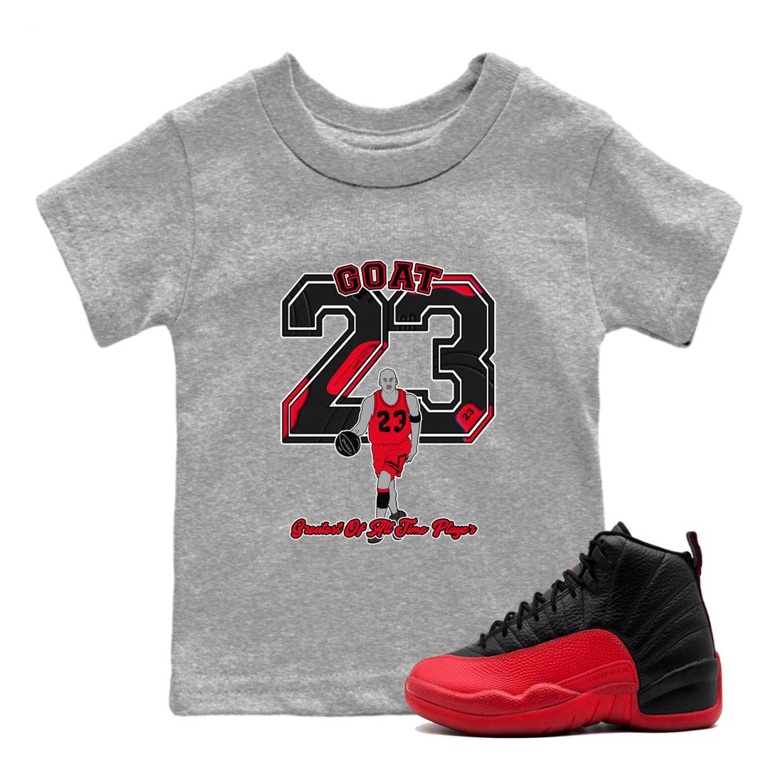 Goat Player snkmatch Tees Kids - Air Jordan 12 Flu Game