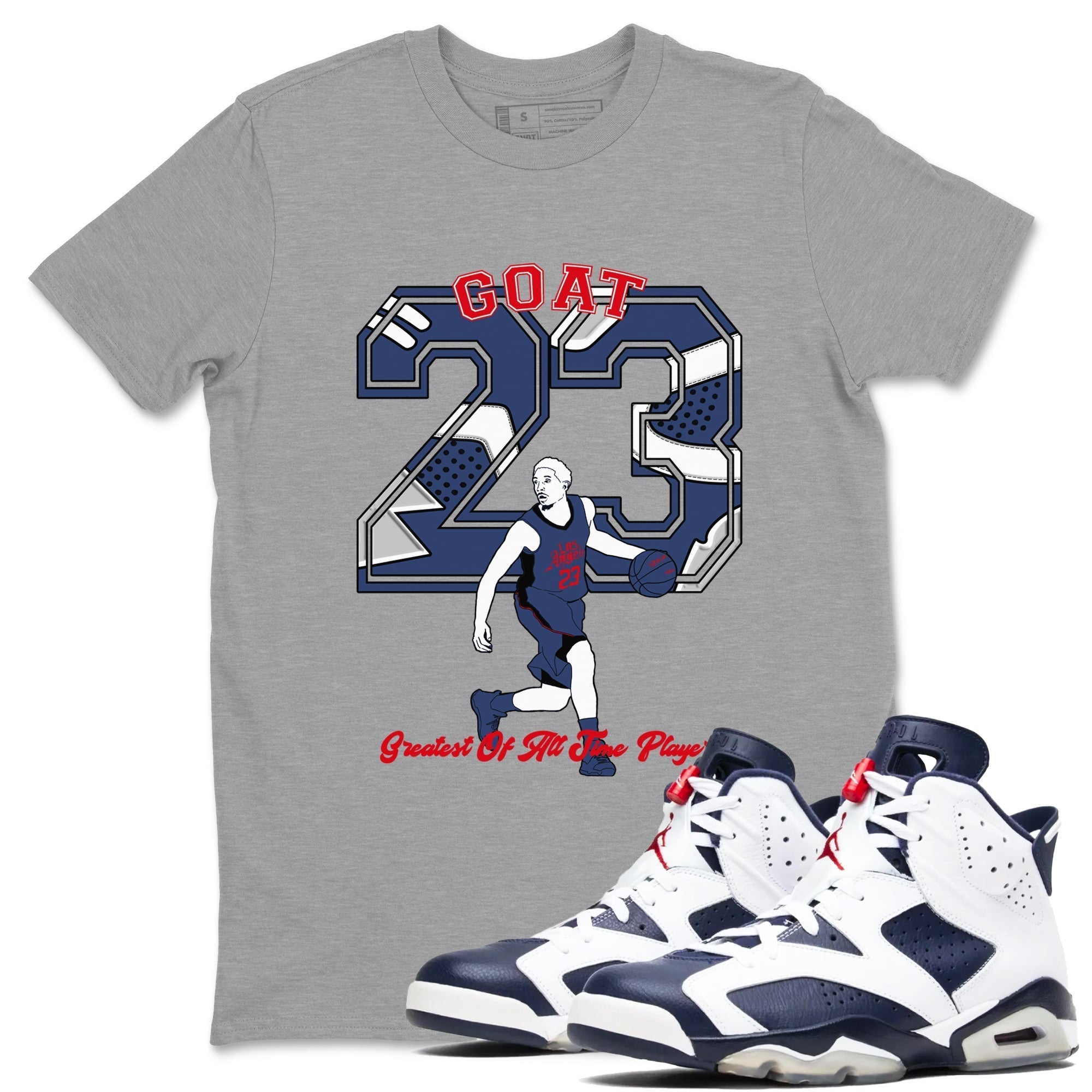Goat Player snkmatch Tees - Air Jordan 6 White And Midnight Navy