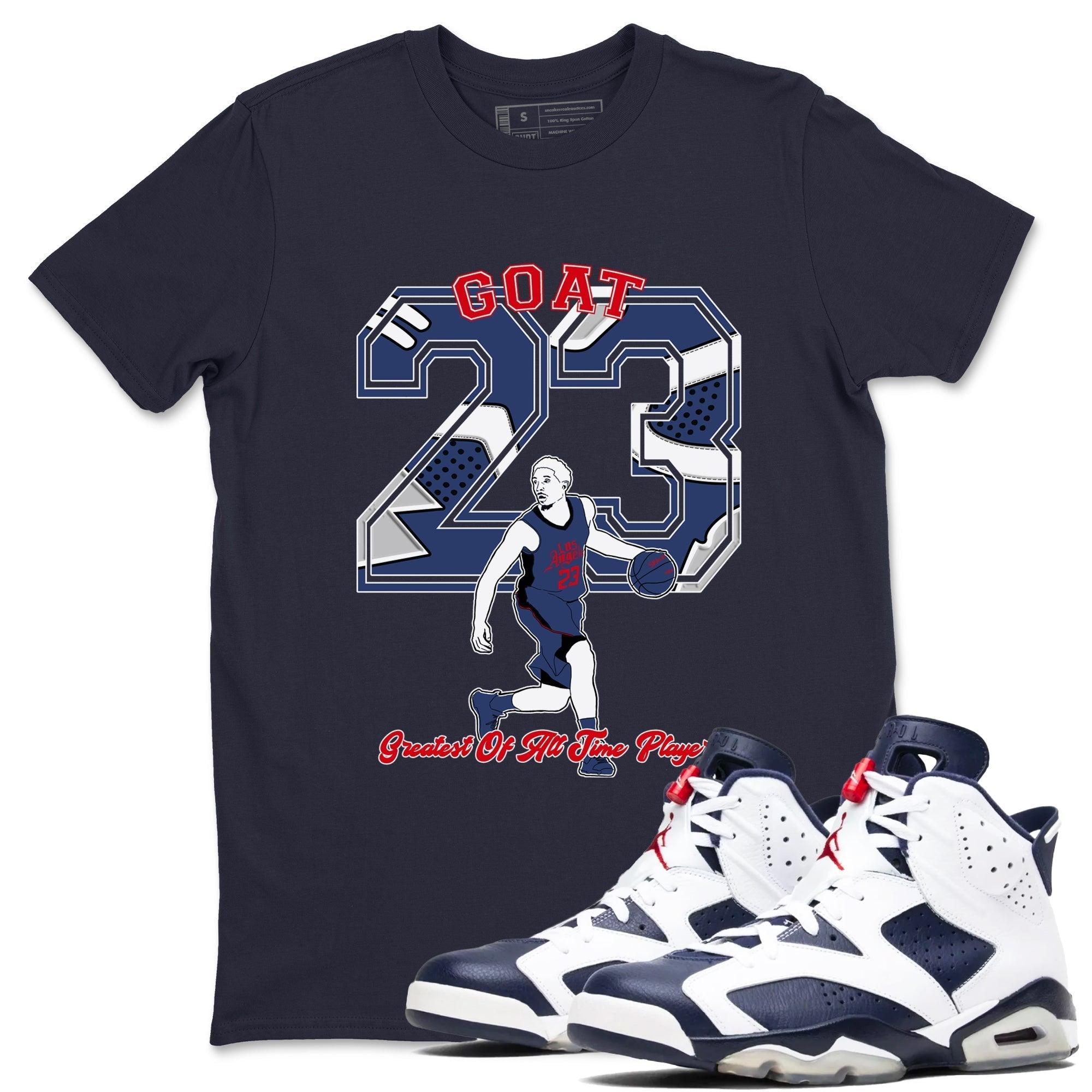 Goat Player snkmatch Tees - Air Jordan 6 White And Midnight Navy
