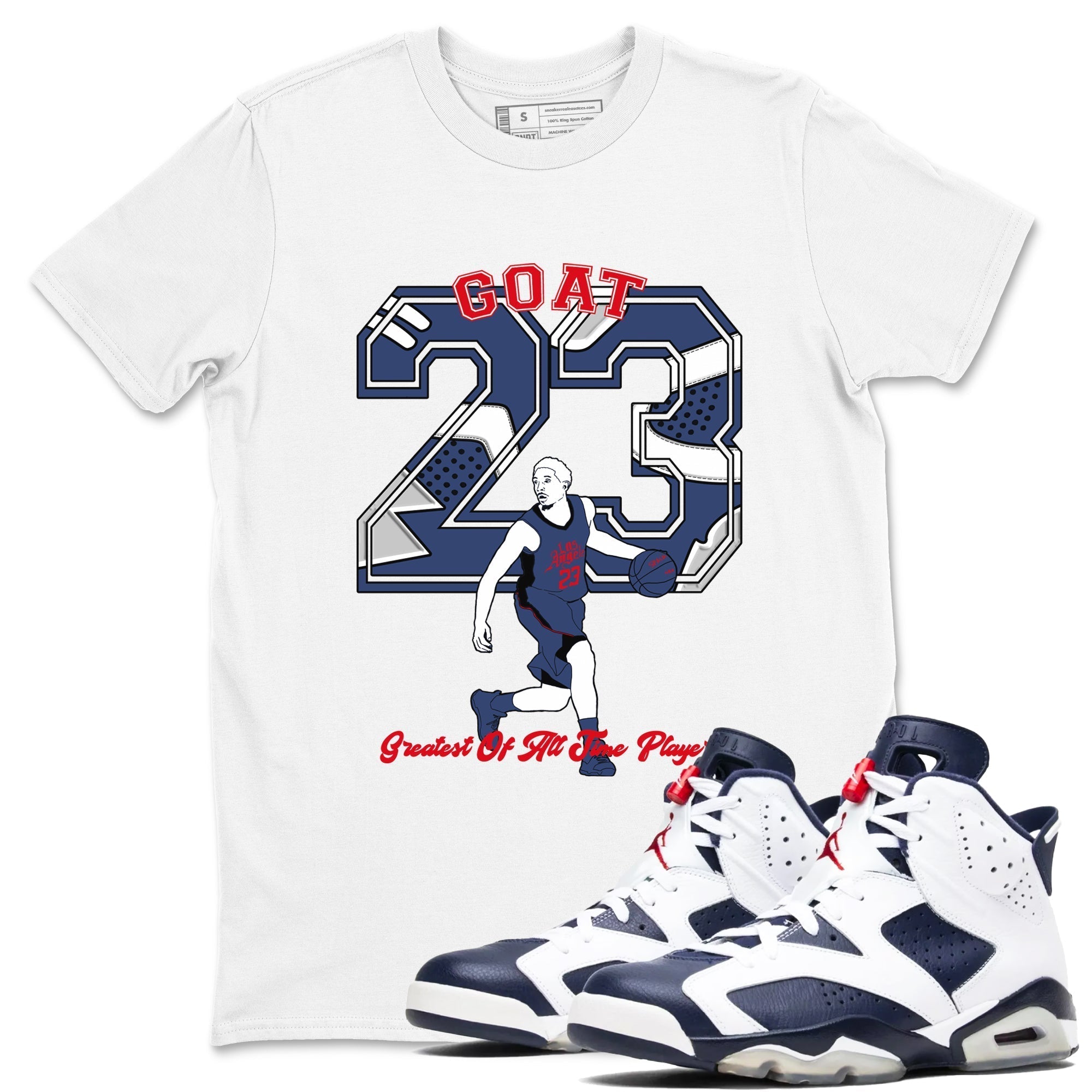 Goat Player snkmatch Tees - Air Jordan 6 White And Midnight Navy