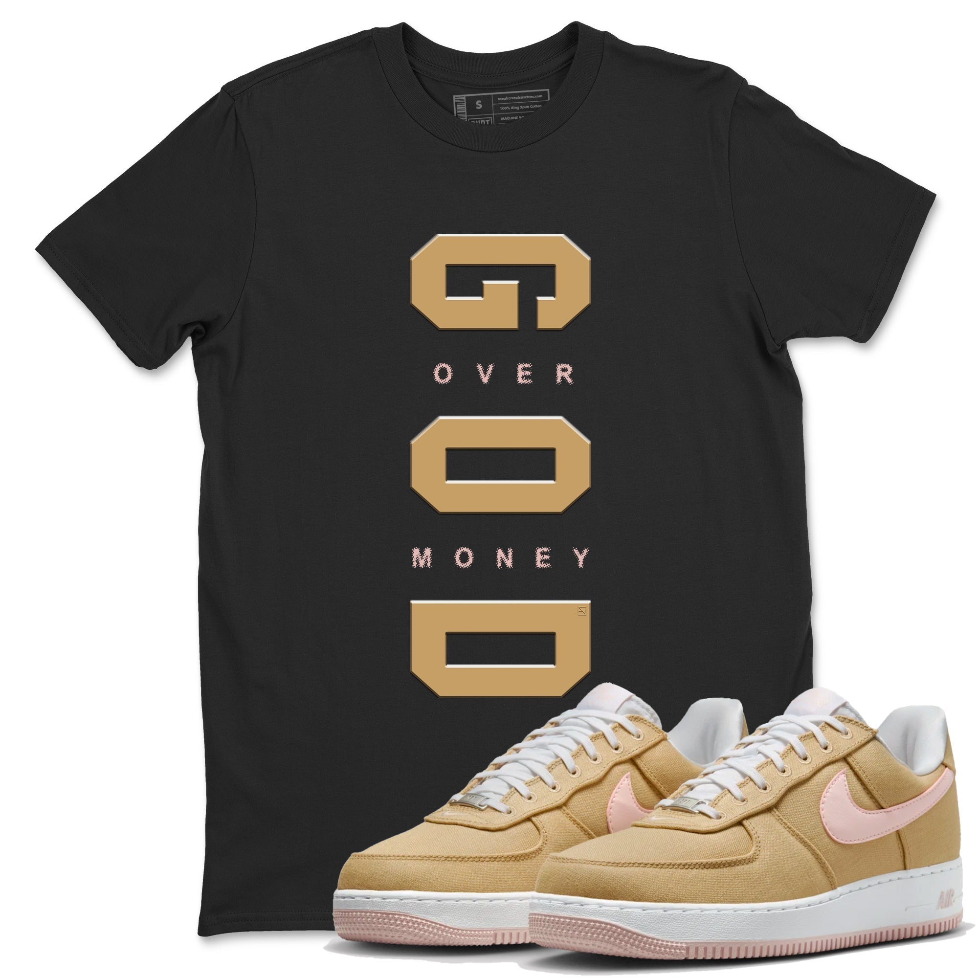God Over Money snkmatch Tees - Air Force 1 Linen