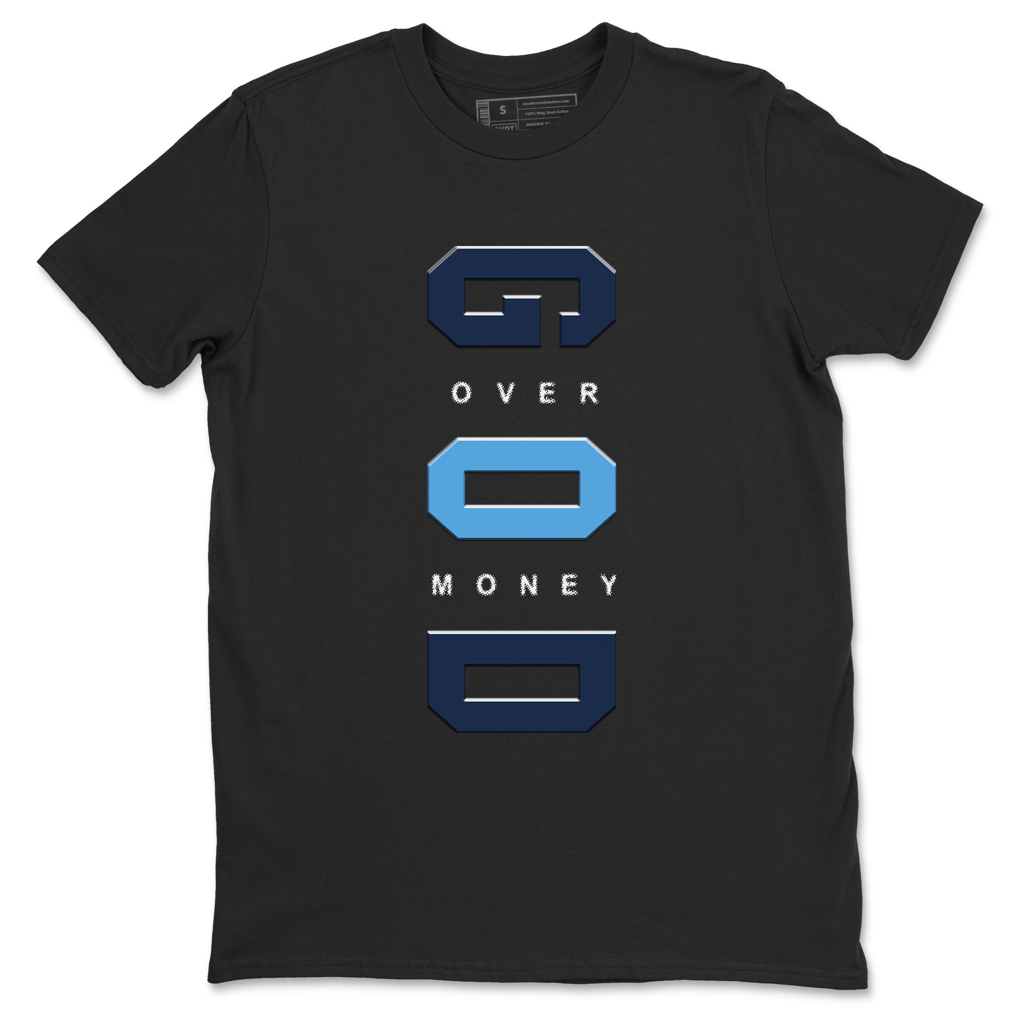 God Over Money snkmatch Tees - Air Jordan 1 Low OG Obsidian