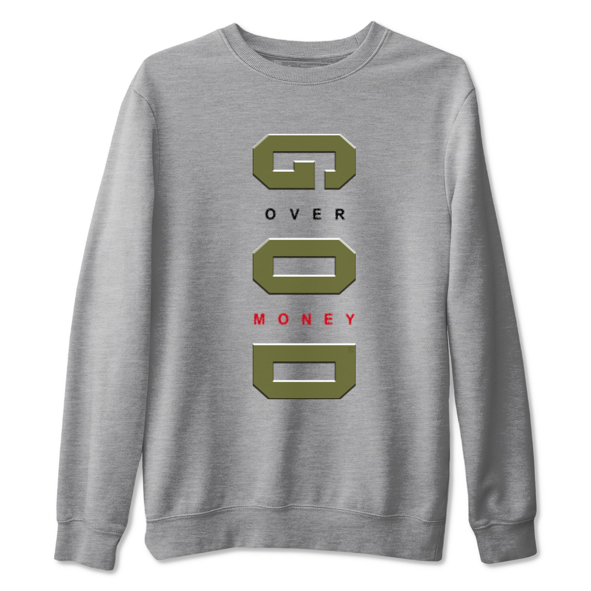 God Over Money snkmatch Tees - Air Jordan 1 Travis Scott Medium Olive