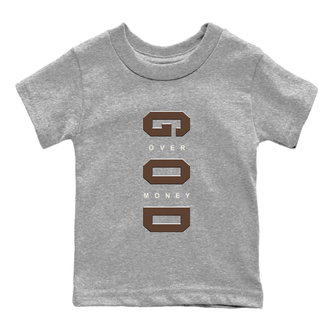 God Over Money snkmatch Tees Kids - Air Jordan 12 Baroque Brown