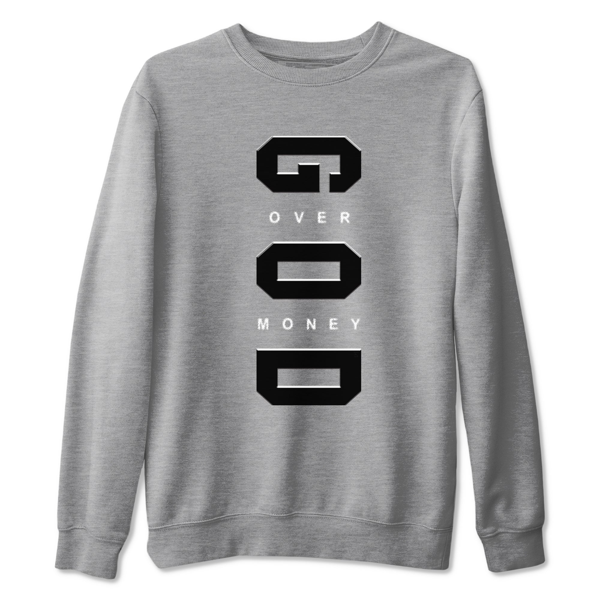 God Over Money snkmatch Tees - Air Jordan 12 Black Wolf Grey