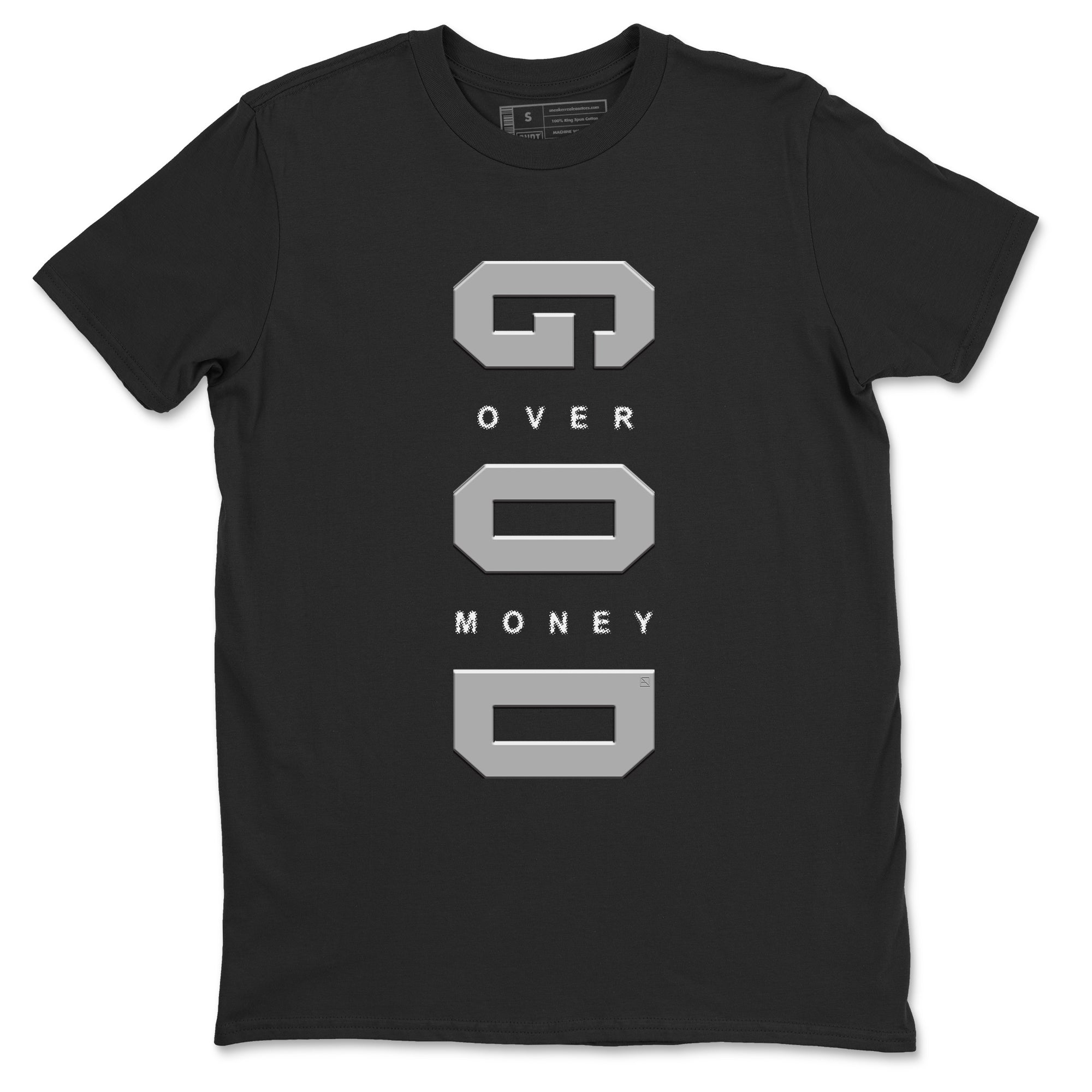 God Over Money snkmatch Tees - Air Jordan 12 Black Wolf Grey