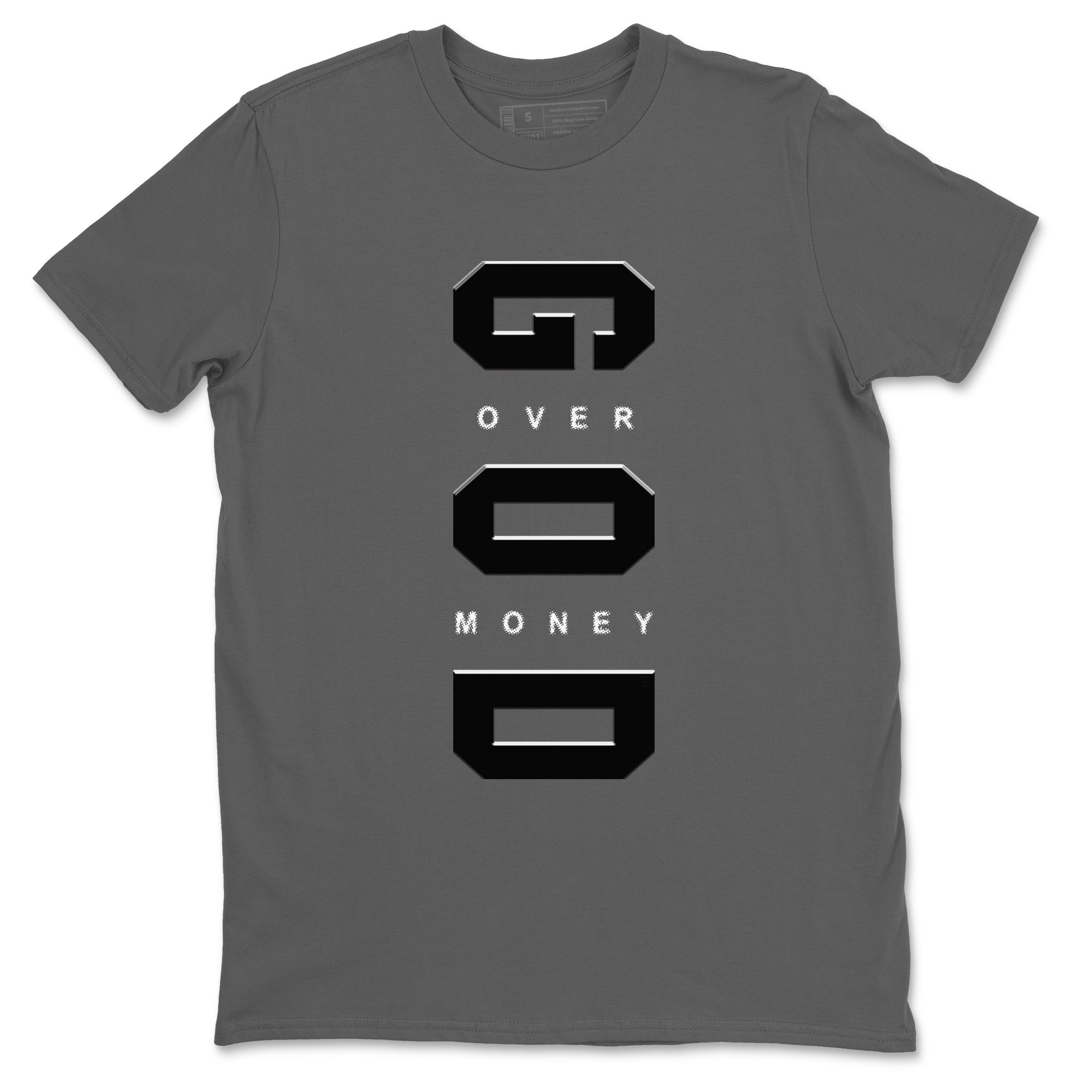 God Over Money snkmatch Tees - Air Jordan 12 Black Wolf Grey