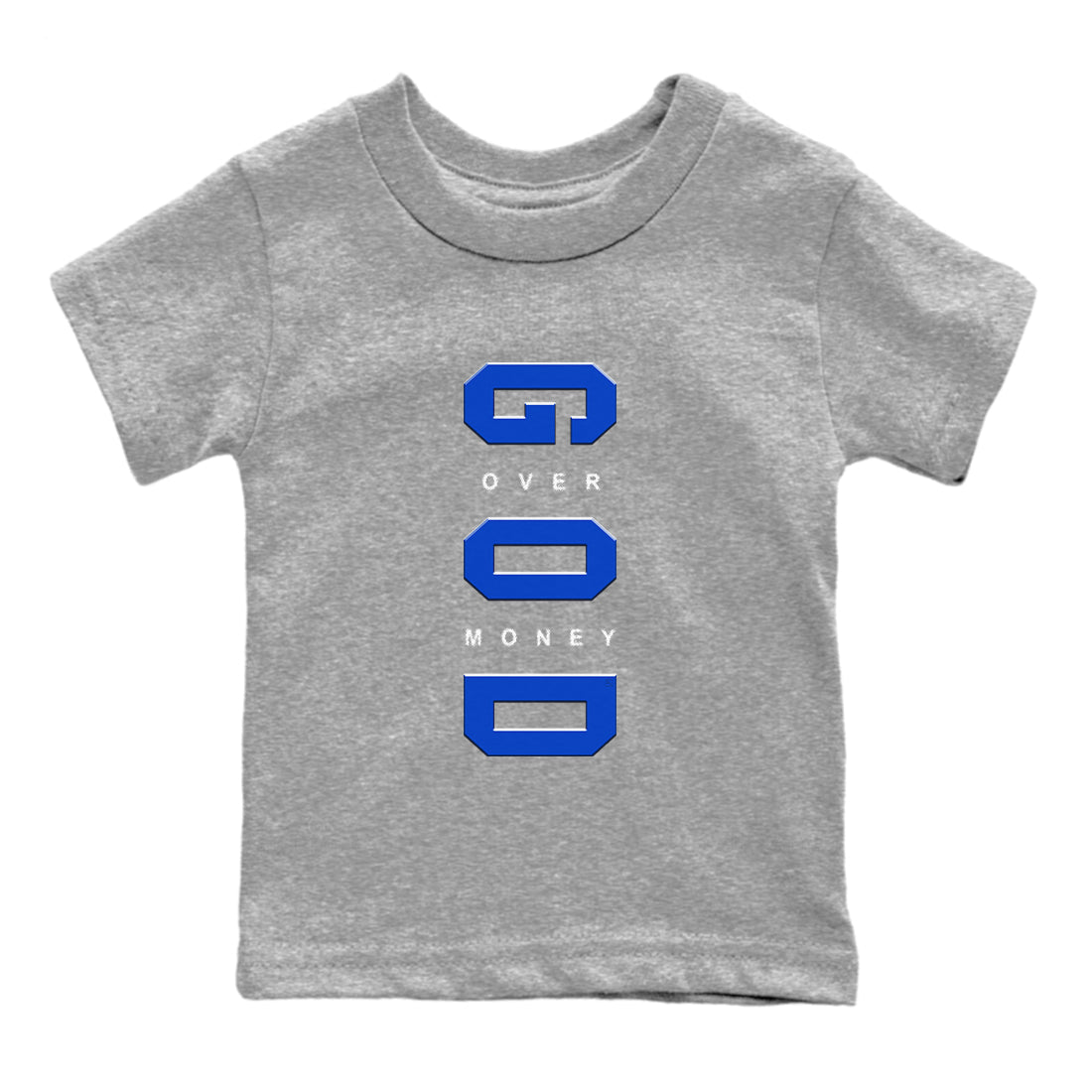 God Over Money snkmatch Tees Kids - Air Jordan 12 Blueberry