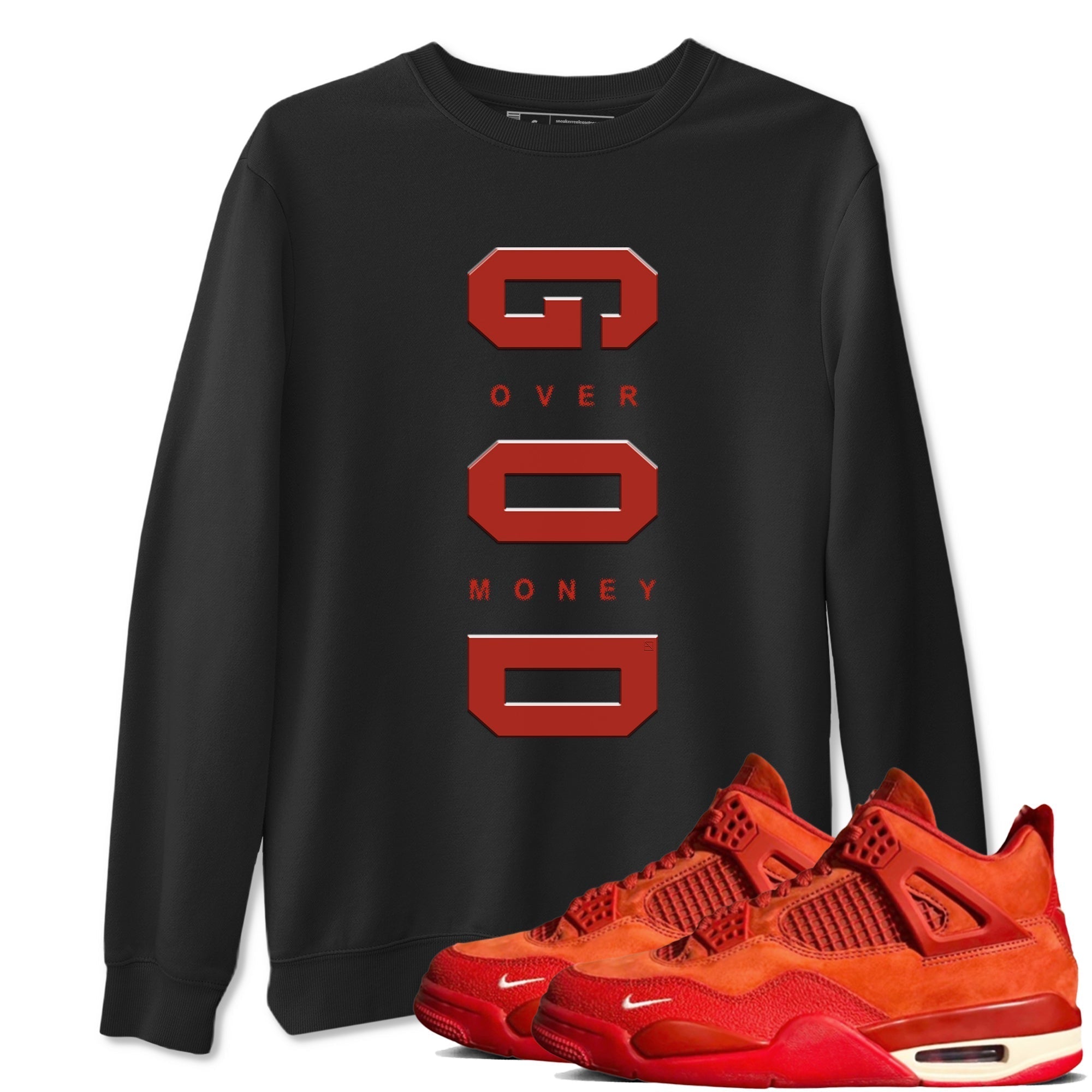 God Over Money snkmatch Tees - Air Jordan 4 Brick By Brick