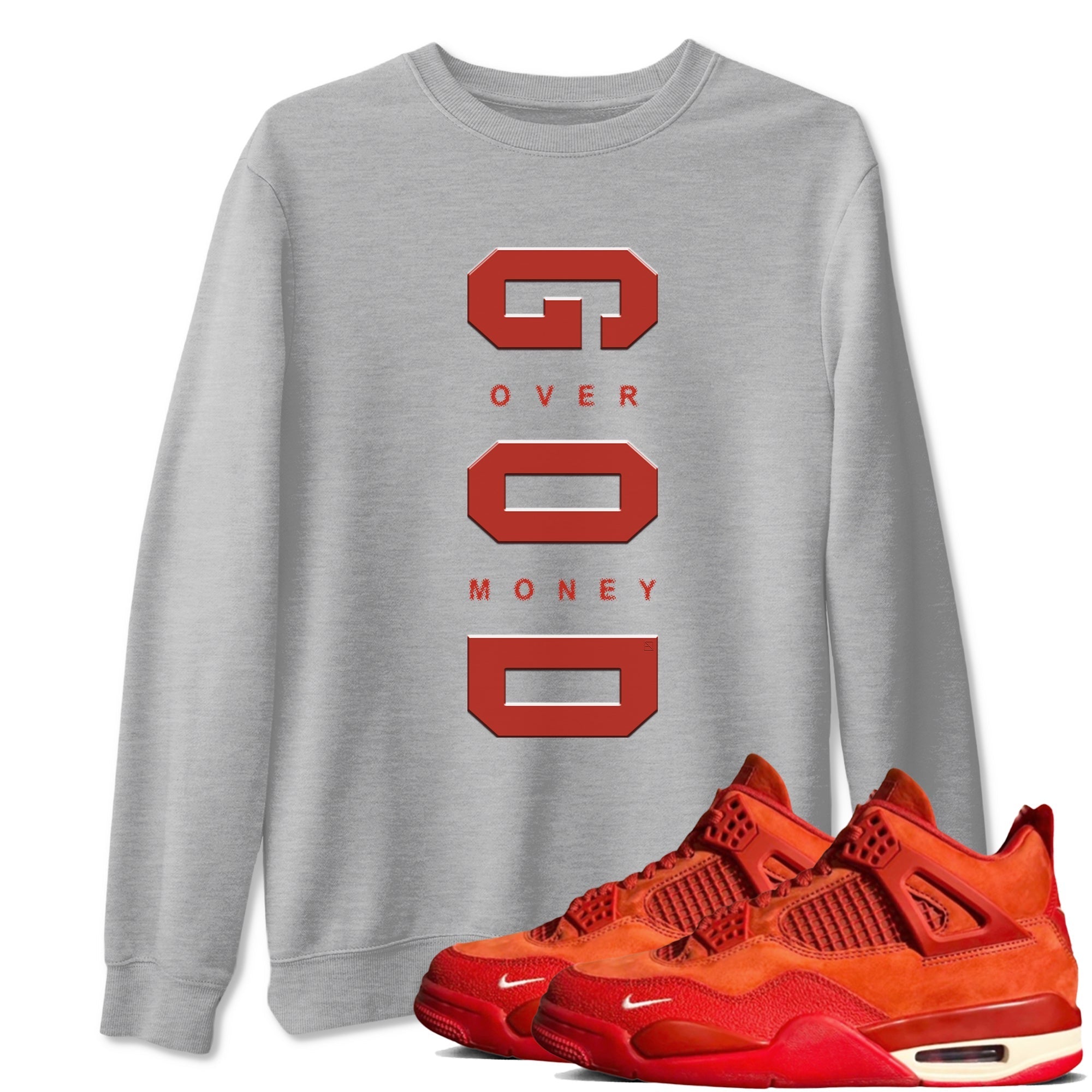 God Over Money snkmatch Tees - Air Jordan 4 Brick By Brick