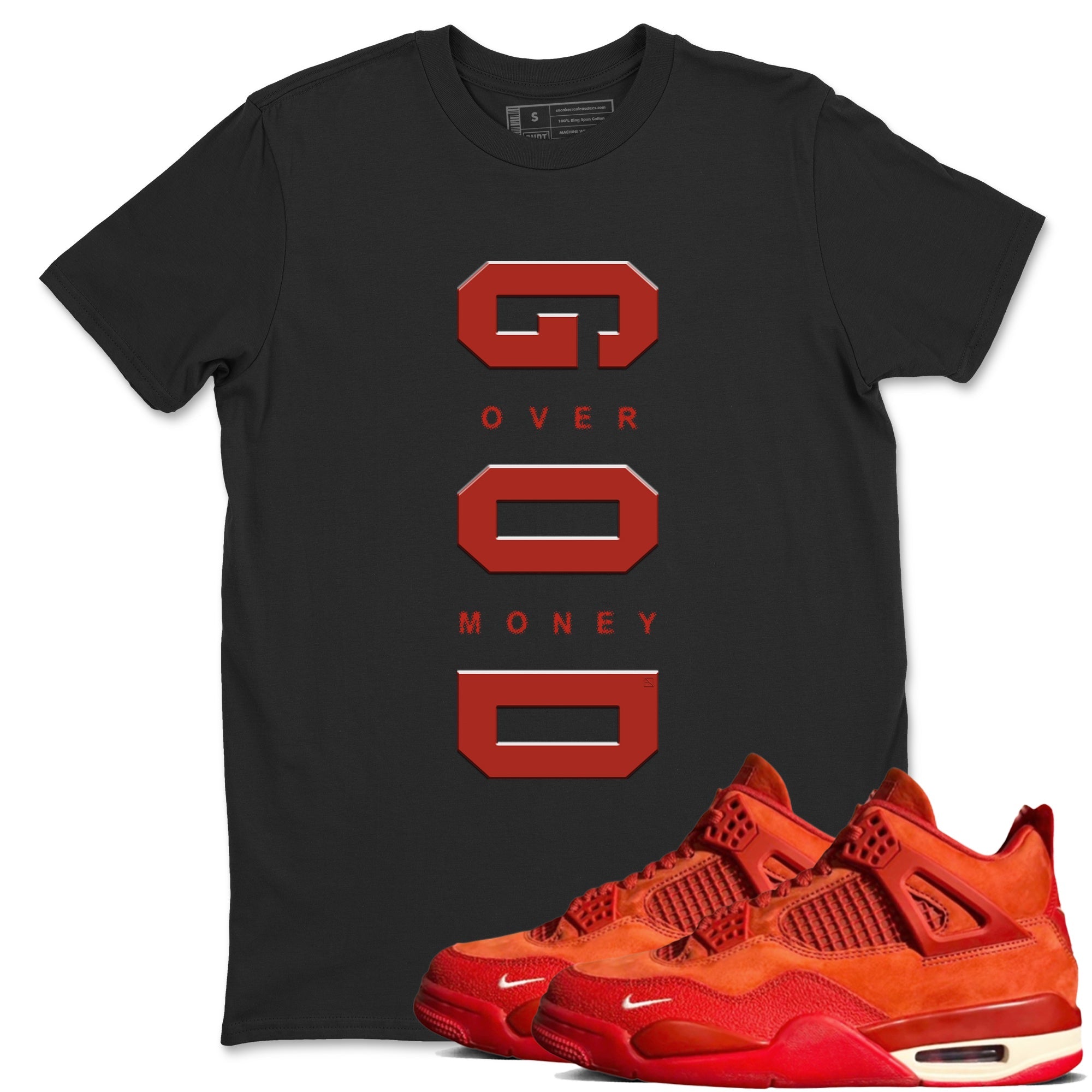 God Over Money snkmatch Tees - Air Jordan 4 Brick By Brick