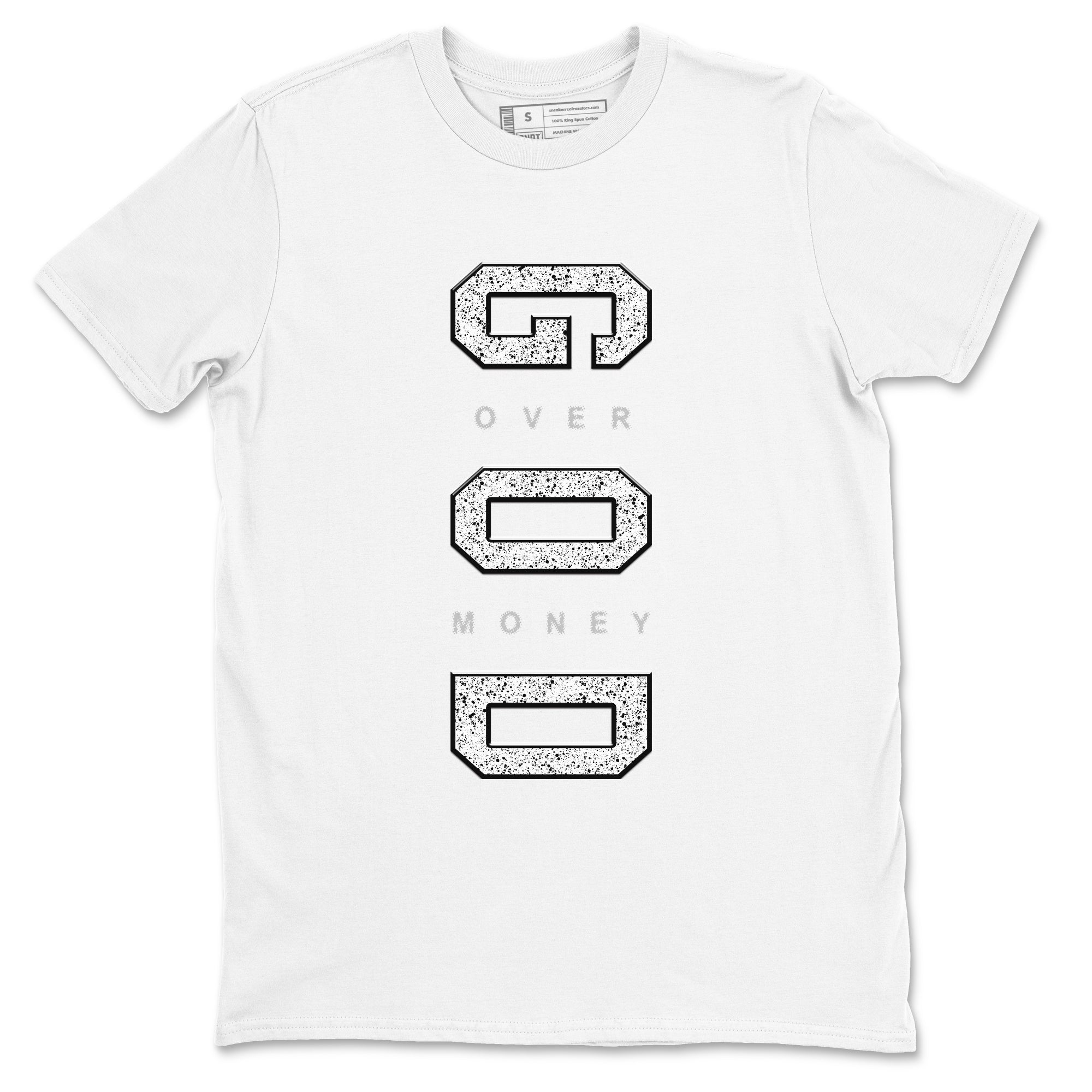 God Over Money snkmatch Tees - Air Jordan 5 White Black