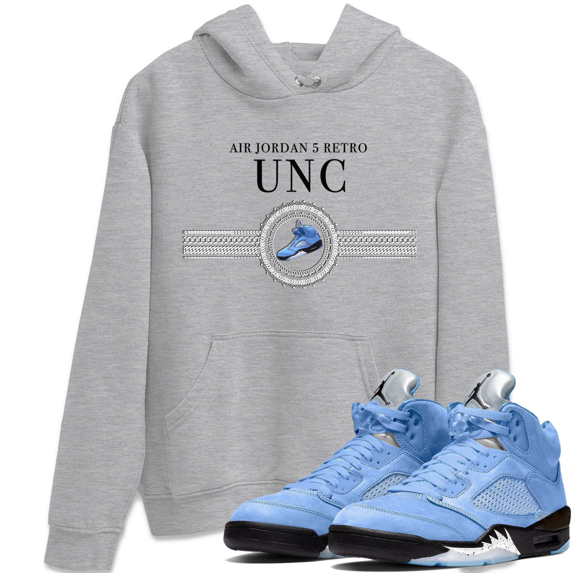 Gold Chain Unisex Tops - Air Jordan 5 UNC