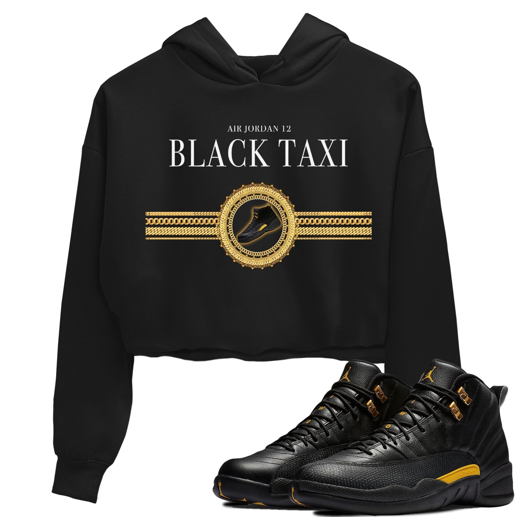 Gold Chain Women's Tops - Air Jordan 12 Black Taxi